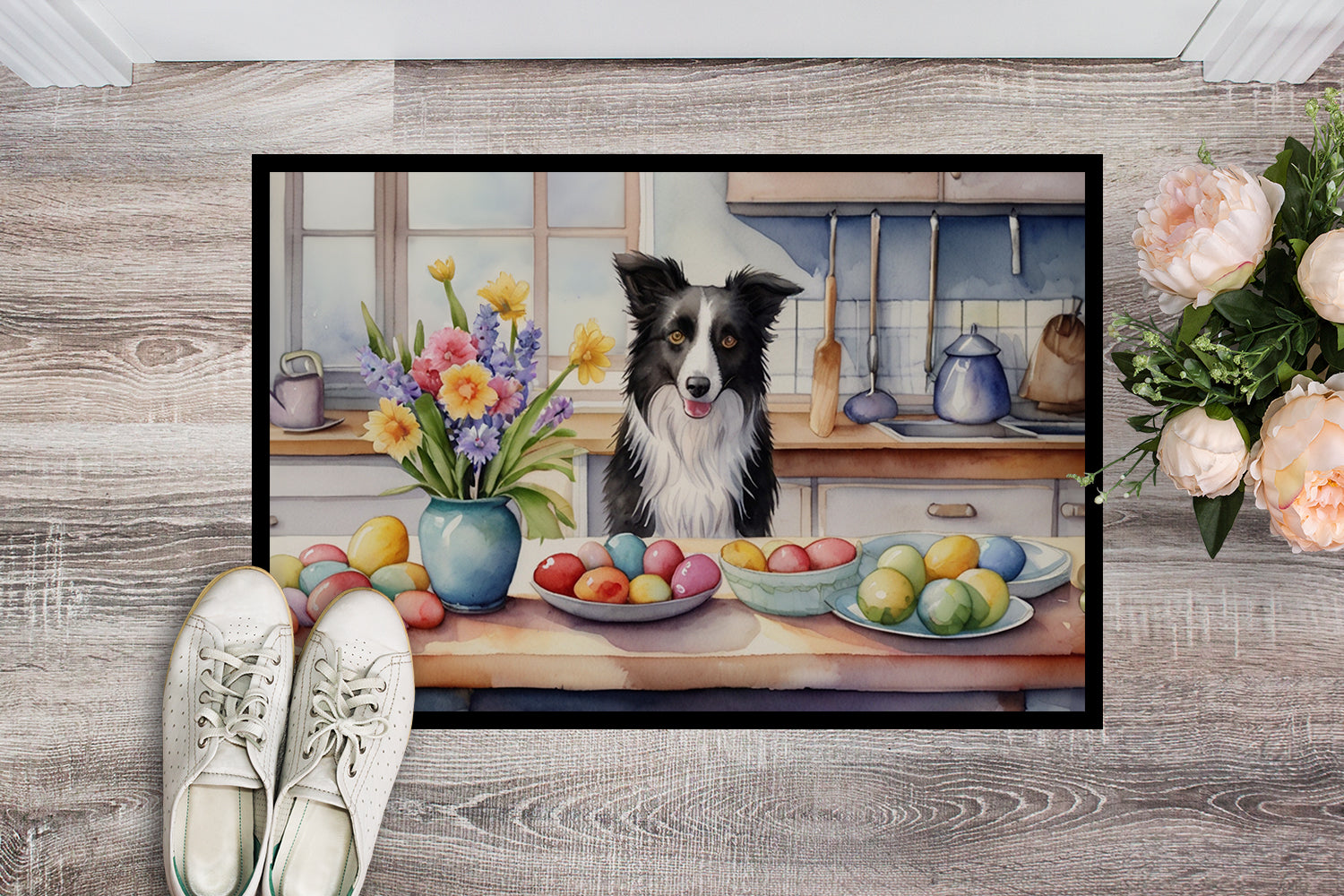 Buy this Decorating Easter Border Collie Doormat