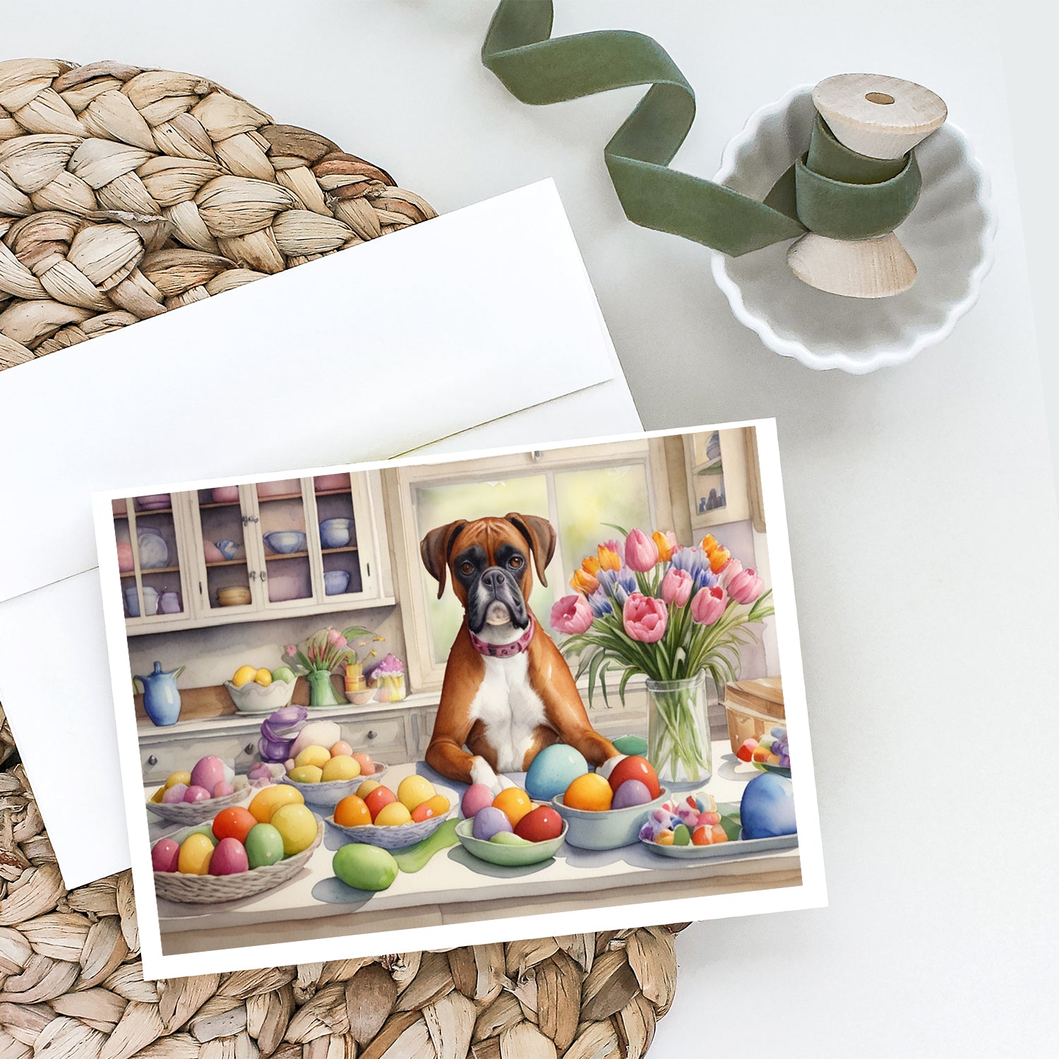 Buy this Decorating Easter Boxer Greeting Cards Pack of 8
