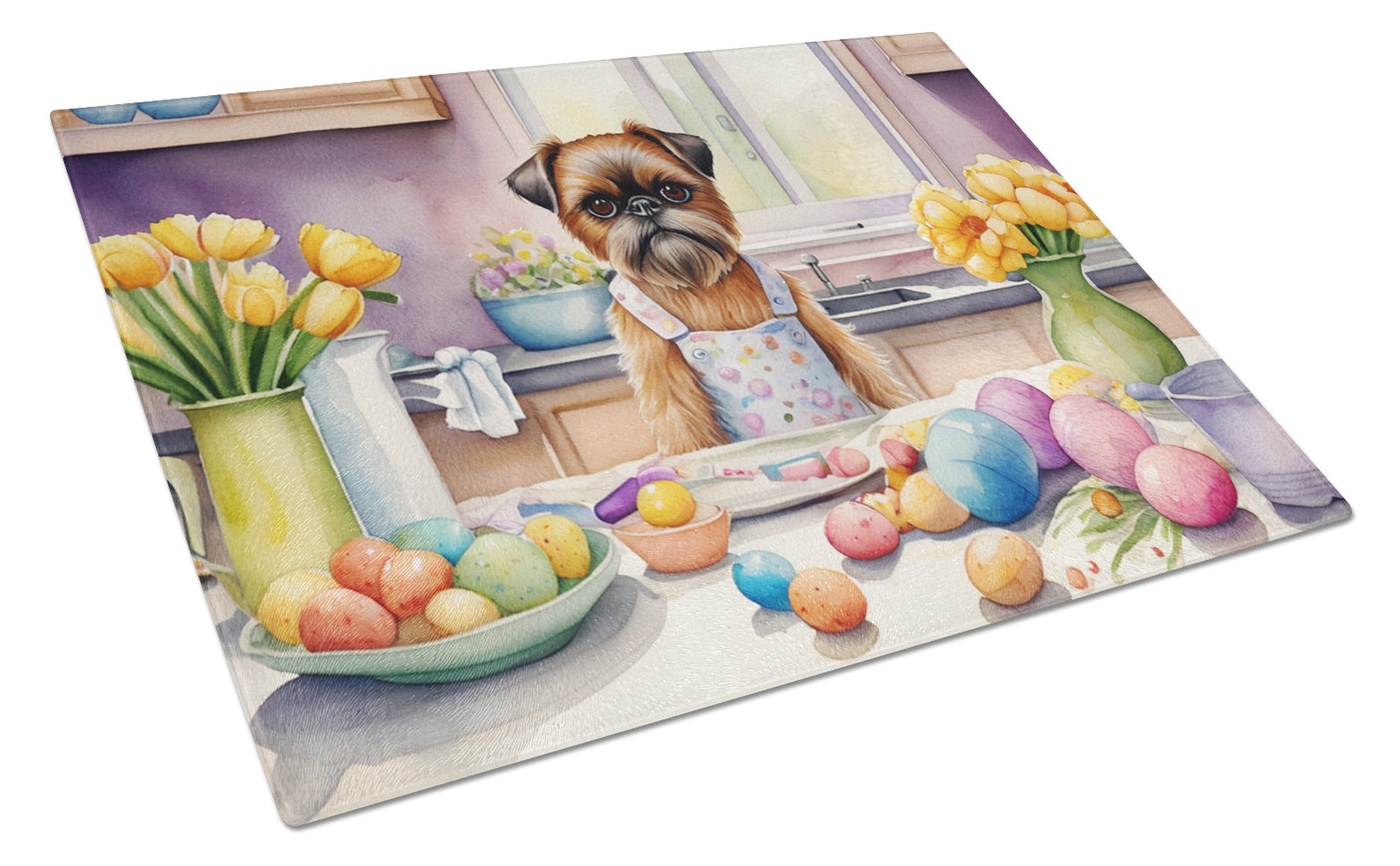 Buy this Decorating Easter Brussels Griffon Glass Cutting Board