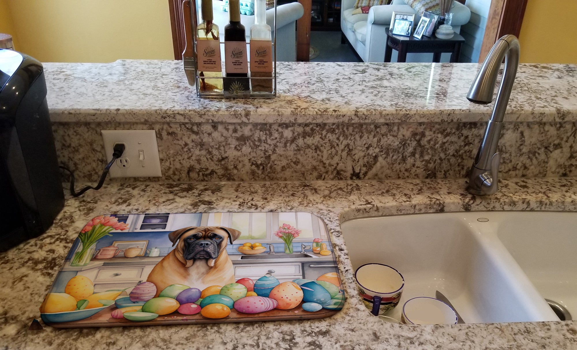 Buy this Decorating Easter Bullmastiff Dish Drying Mat