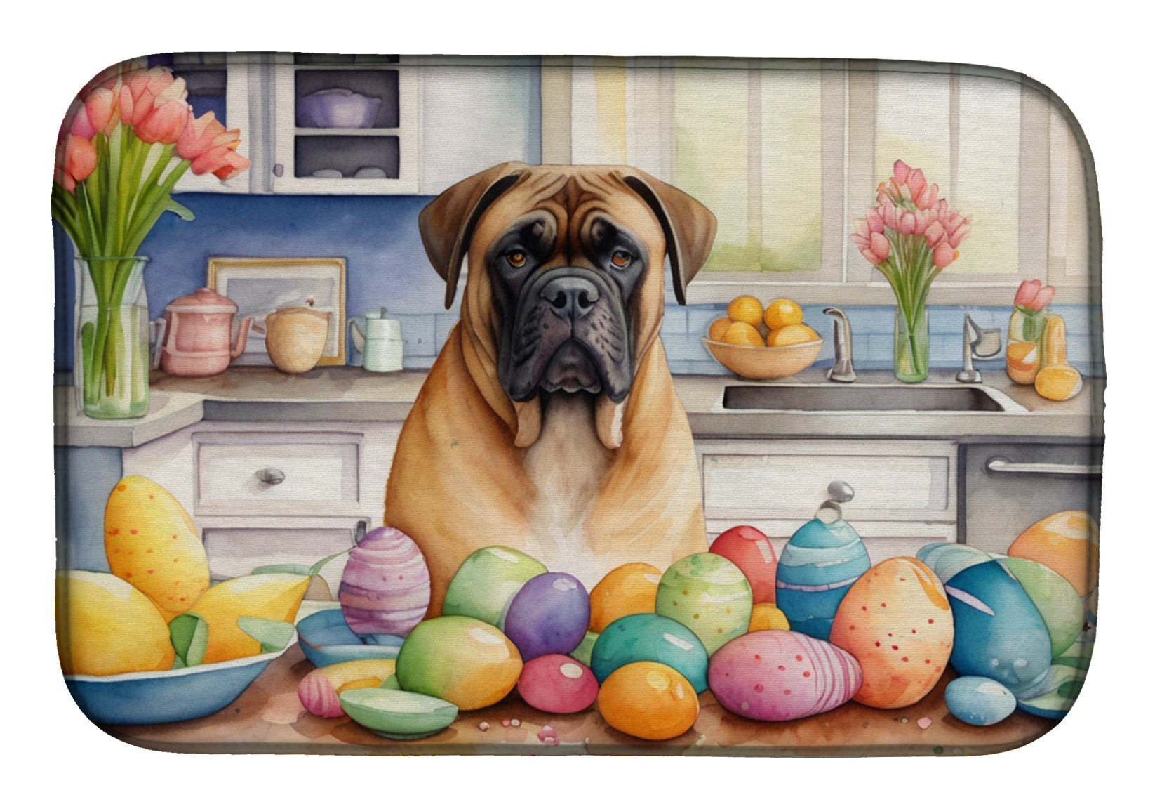 Buy this Decorating Easter Bullmastiff Dish Drying Mat