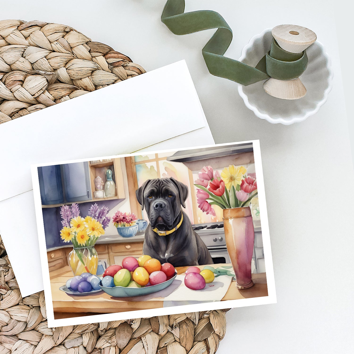 Buy this Decorating Easter Cane Corso Greeting Cards Pack of 8