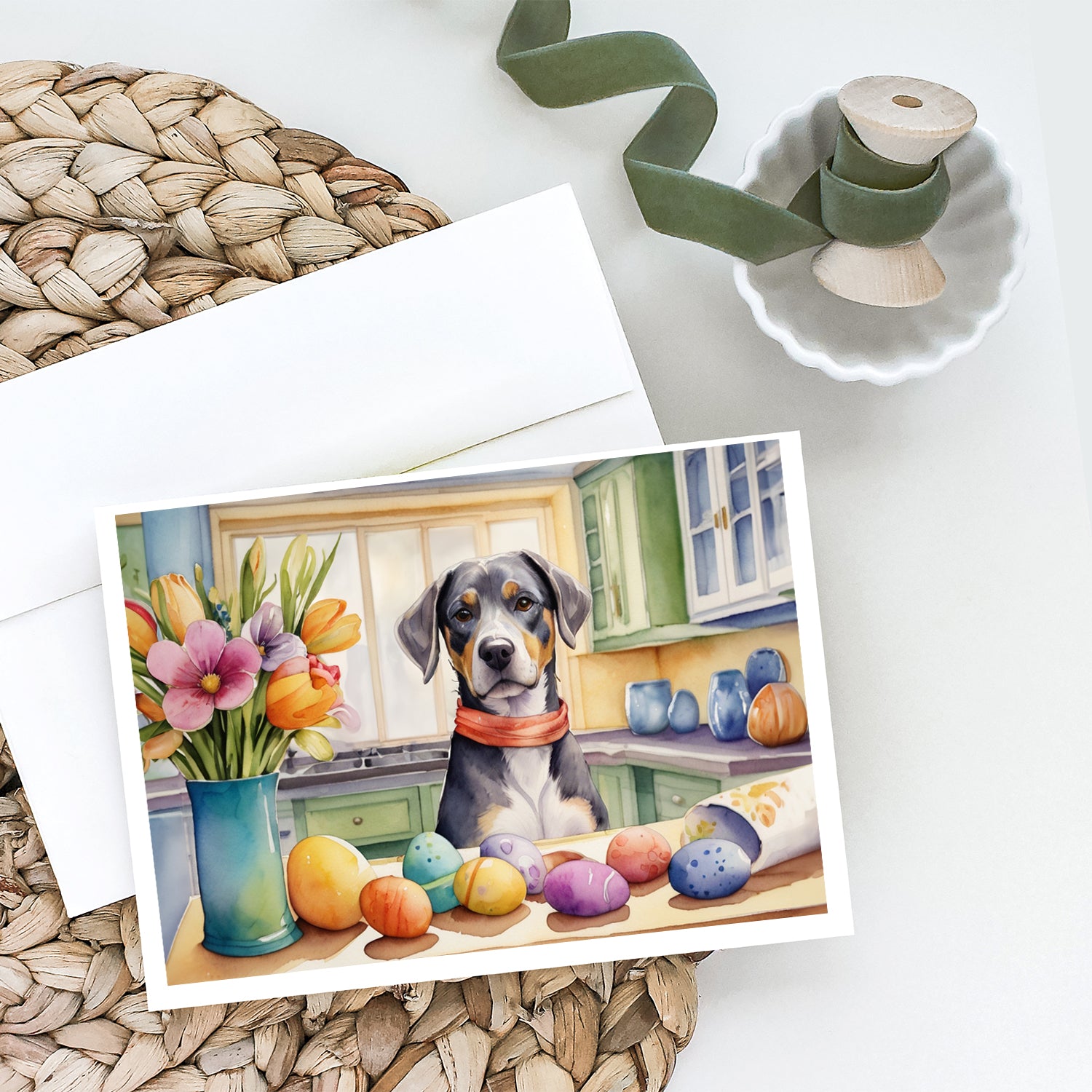 Decorating Easter Catahoula Greeting Cards Pack of 8