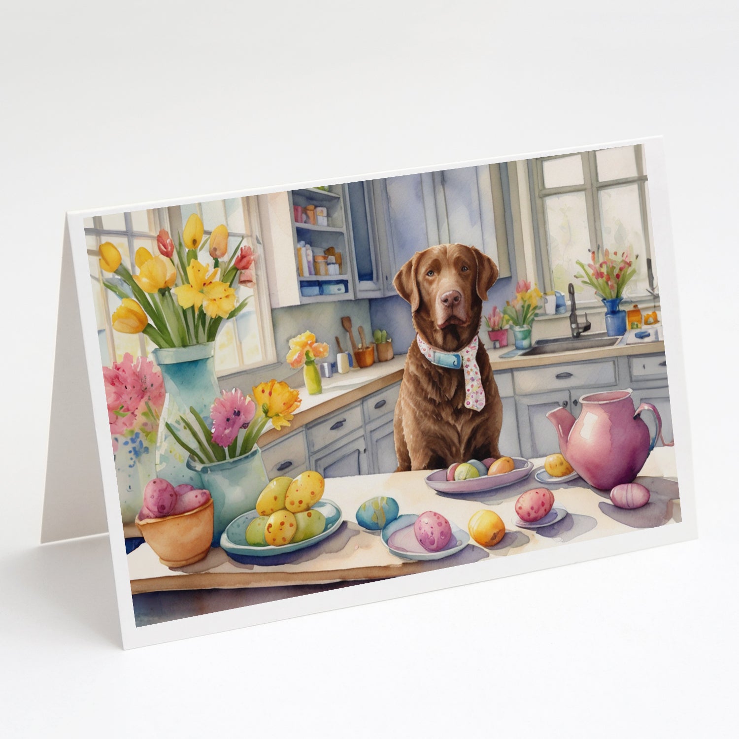 Buy this Decorating Easter Chesapeake Bay Retriever Greeting Cards Pack of 8
