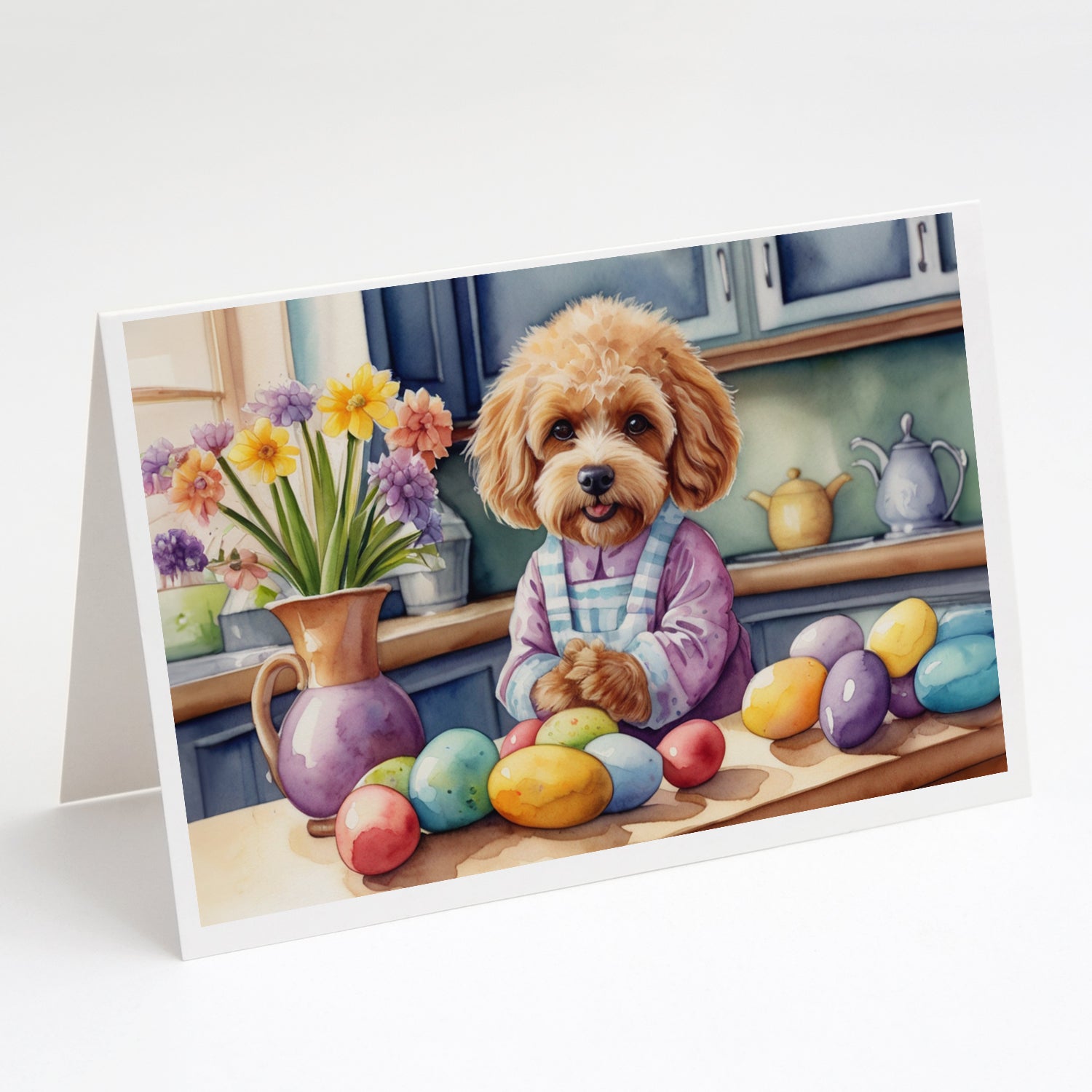 Buy this Decorating Easter Cockapoo Greeting Cards Pack of 8