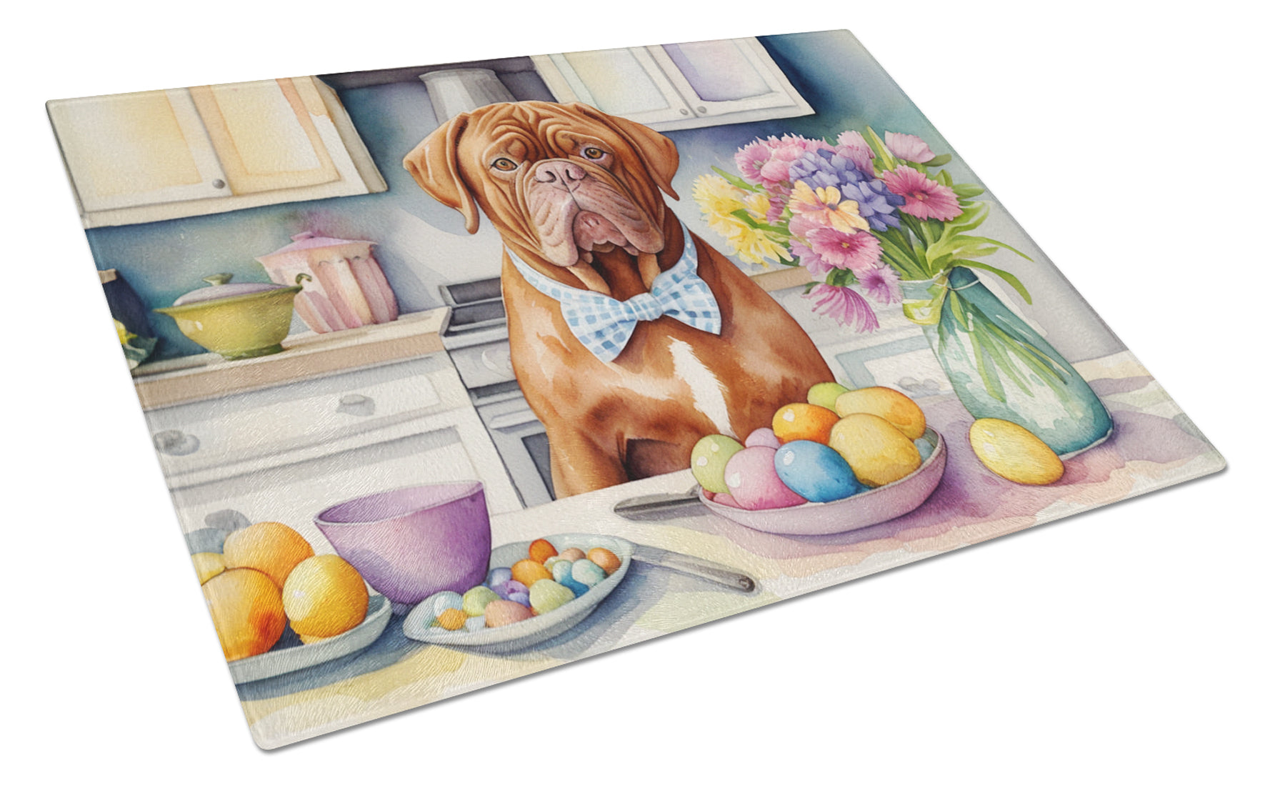 Buy this Decorating Easter Dogue de Bordeaux Glass Cutting Board