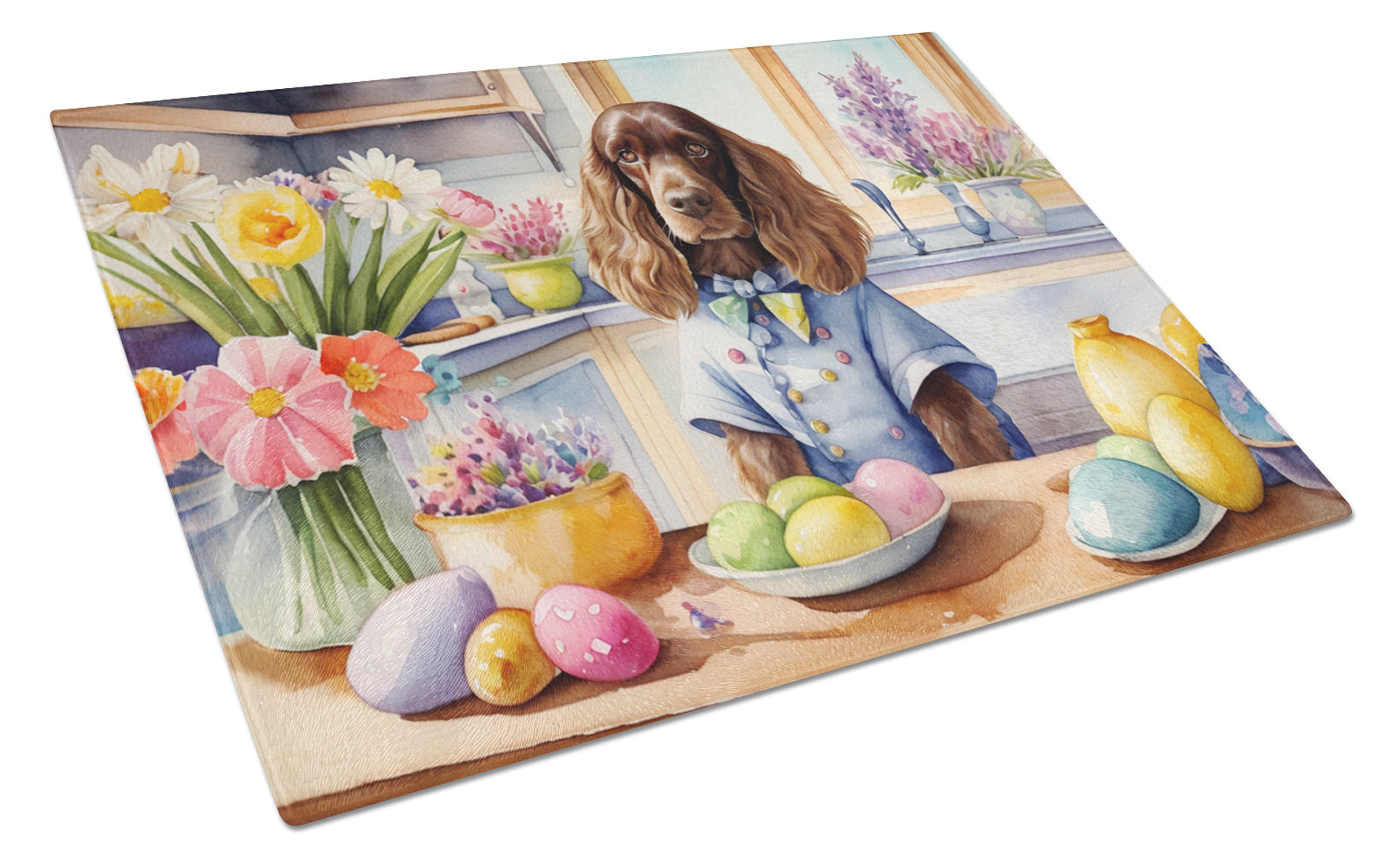 Buy this Decorating Easter English Cocker Spaniel Glass Cutting Board