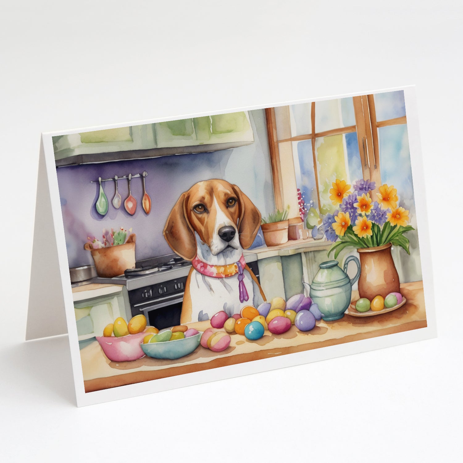 Buy this Decorating Easter English Foxhound Greeting Cards Pack of 8
