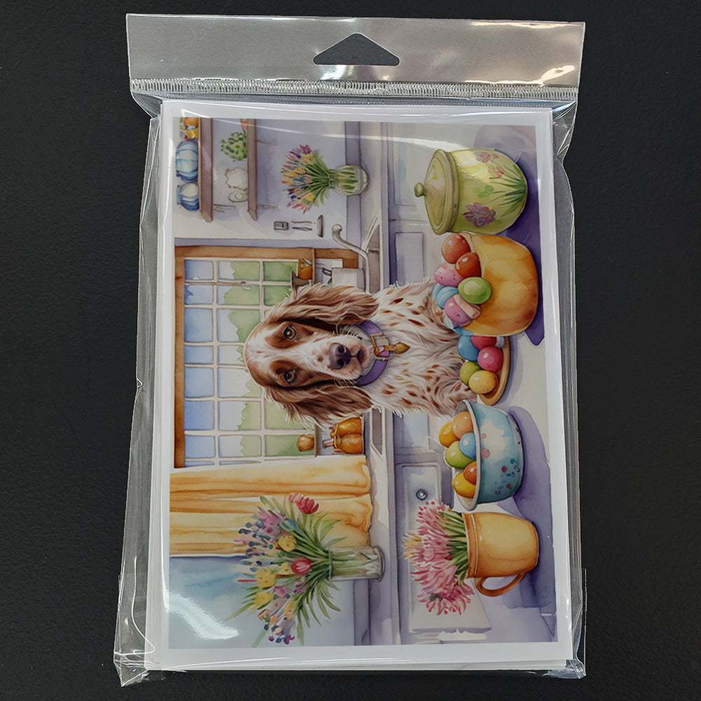 Decorating Easter English Setter Greeting Cards Pack of 8