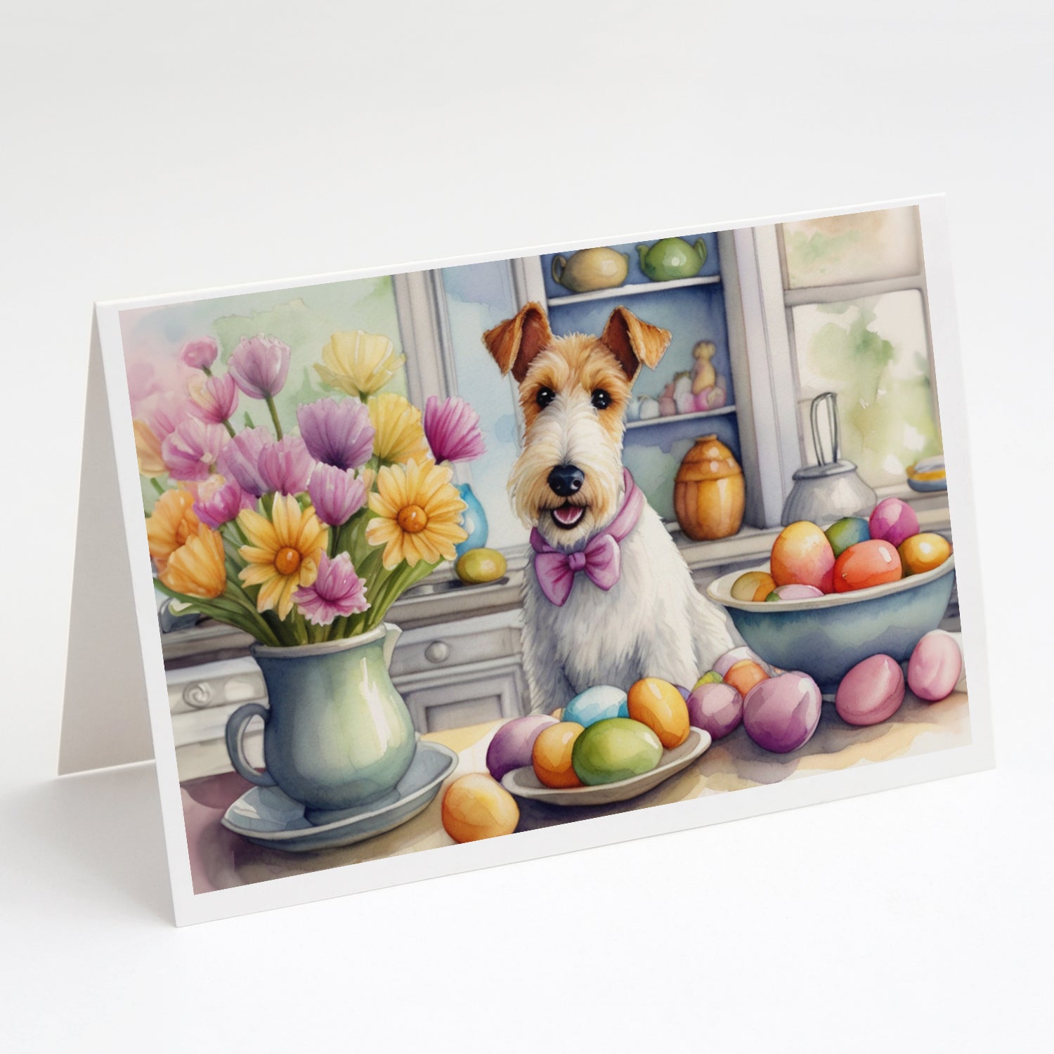 Buy this Decorating Easter Fox Terrier Greeting Cards Pack of 8