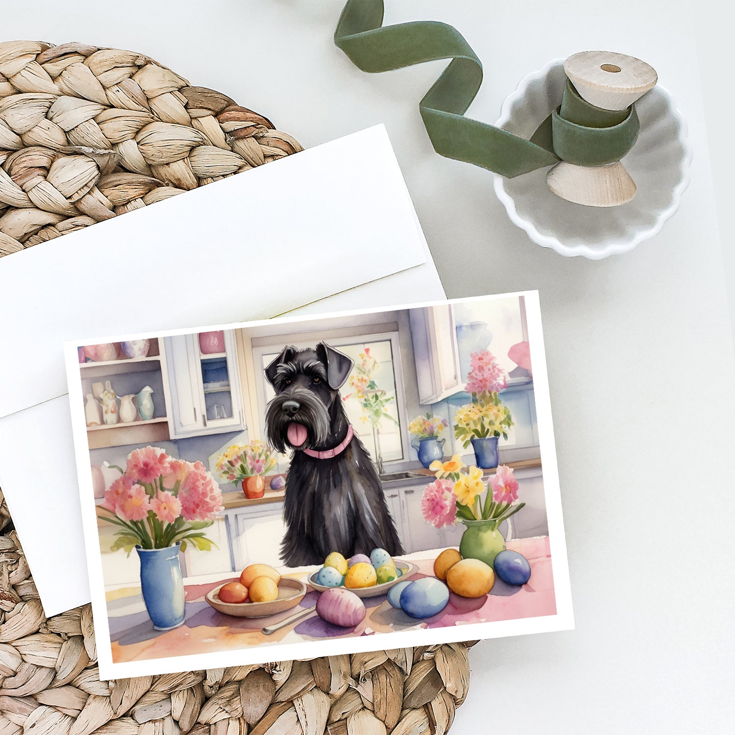 Buy this Decorating Easter Giant Schnauzer Greeting Cards Pack of 8
