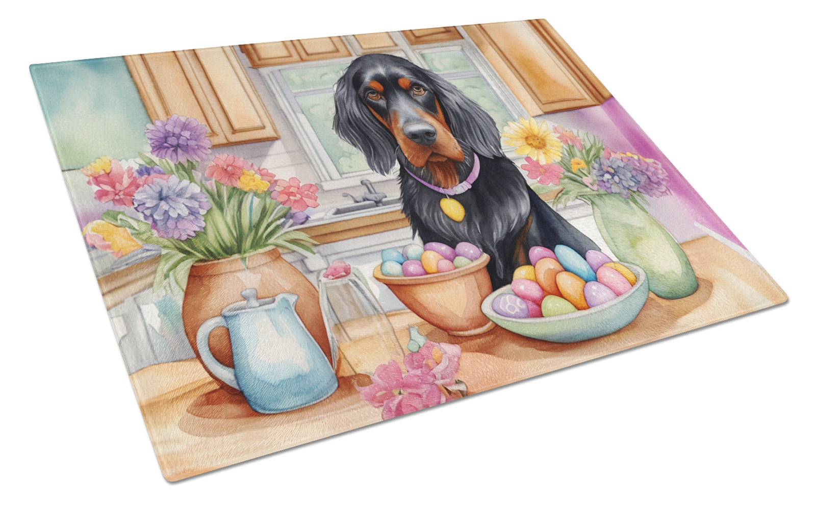 Buy this Decorating Easter Gordon Setter Glass Cutting Board