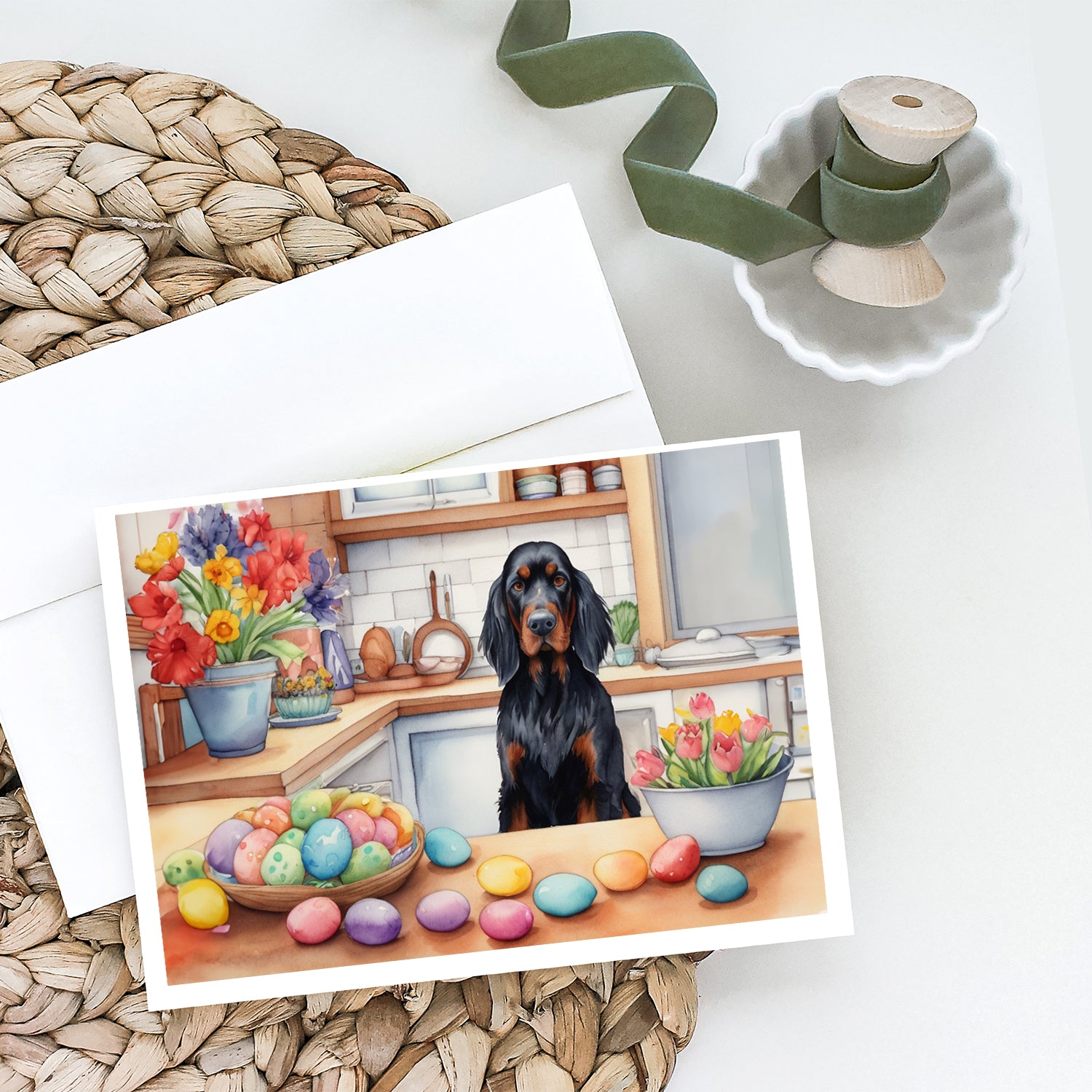 Buy this Decorating Easter Gordon Setter Greeting Cards Pack of 8