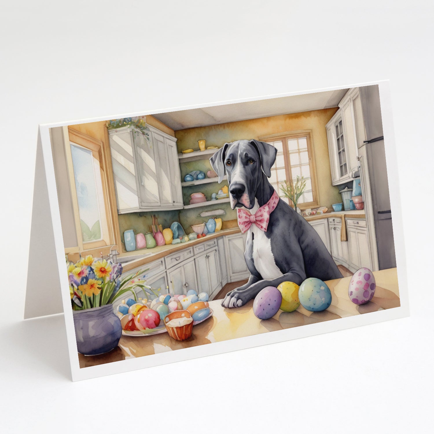 Buy this Decorating Easter Great Dane Greeting Cards Pack of 8