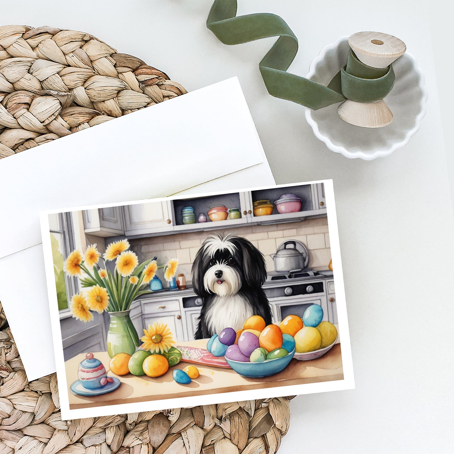 Decorating Easter Havanese Greeting Cards Pack of 8