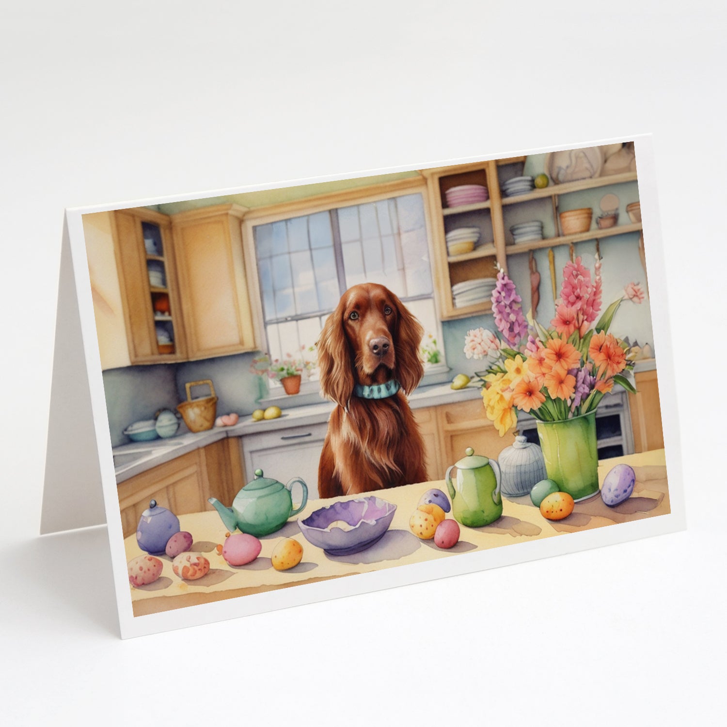 Buy this Decorating Easter Irish Setter Greeting Cards Pack of 8