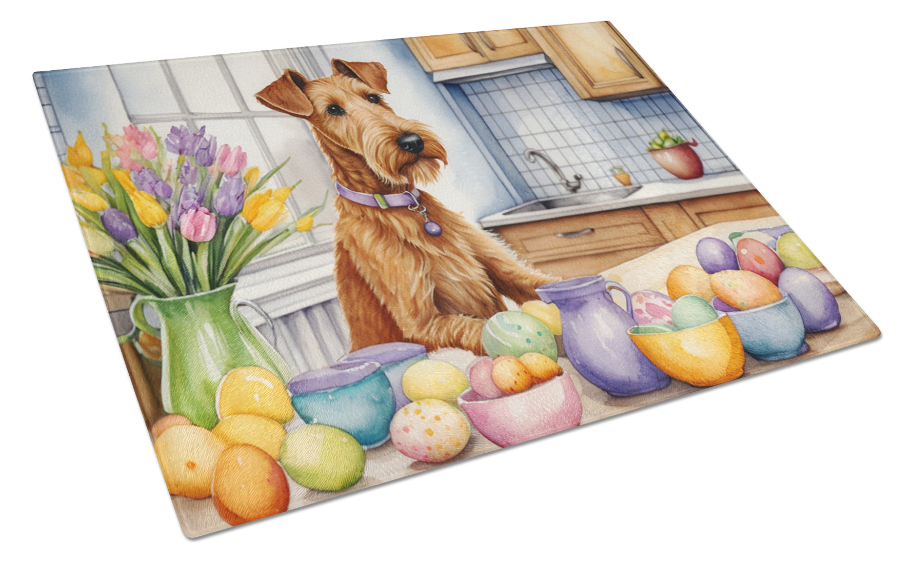 Buy this Decorating Easter Irish Terrier Glass Cutting Board