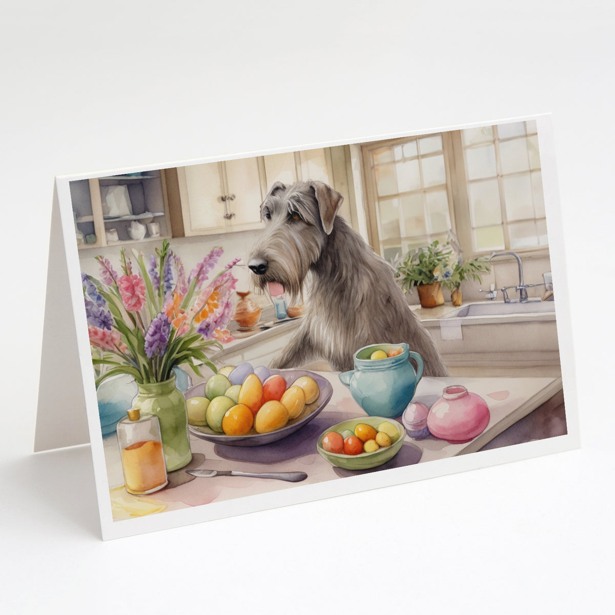 Buy this Decorating Easter Irish Wolfhound Greeting Cards Pack of 8