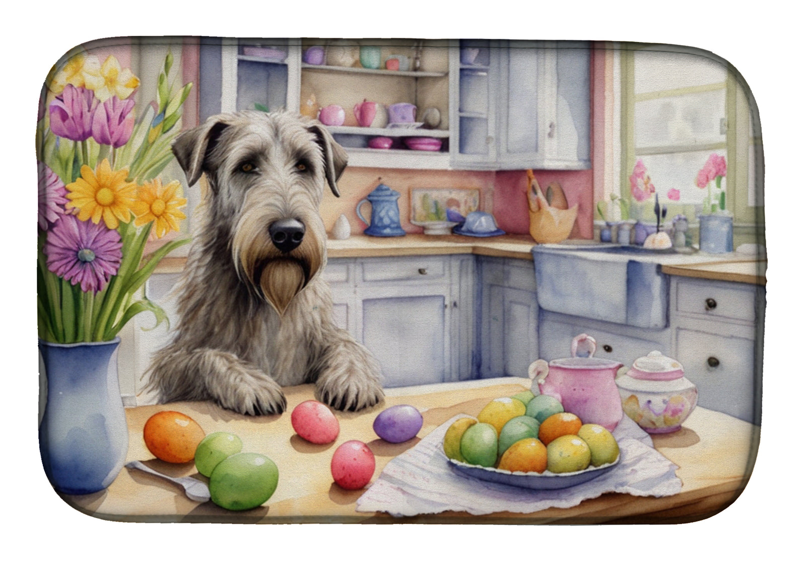 Buy this Decorating Easter Irish Wolfhound Dish Drying Mat