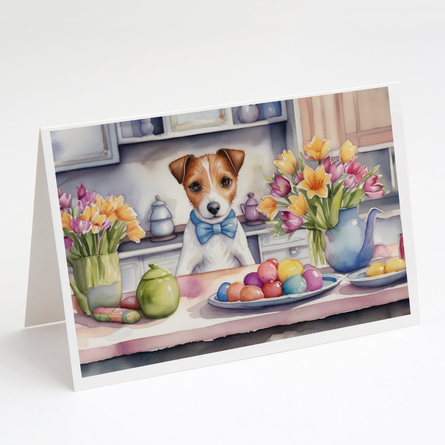 Buy this Decorating Easter Jack Russell Terrier Greeting Cards Pack of 8