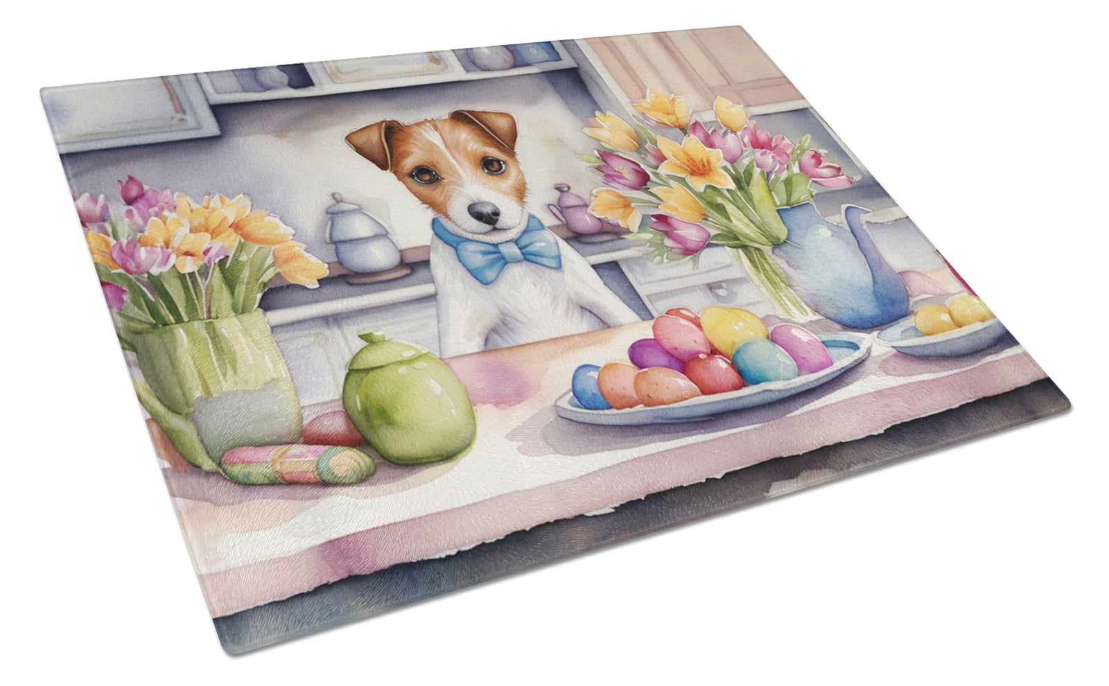 Buy this Decorating Easter Jack Russell Terrier Glass Cutting Board