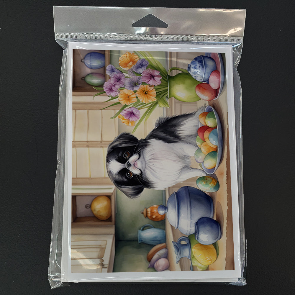 Decorating Easter Japanese Chin Greeting Cards Pack of 8