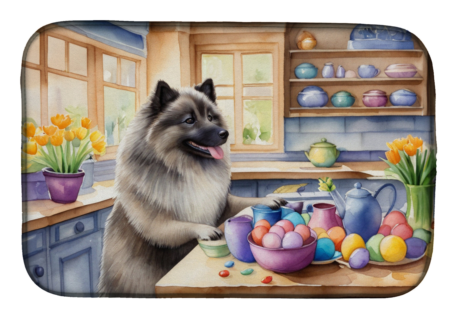 Buy this Decorating Easter Keeshond Dish Drying Mat