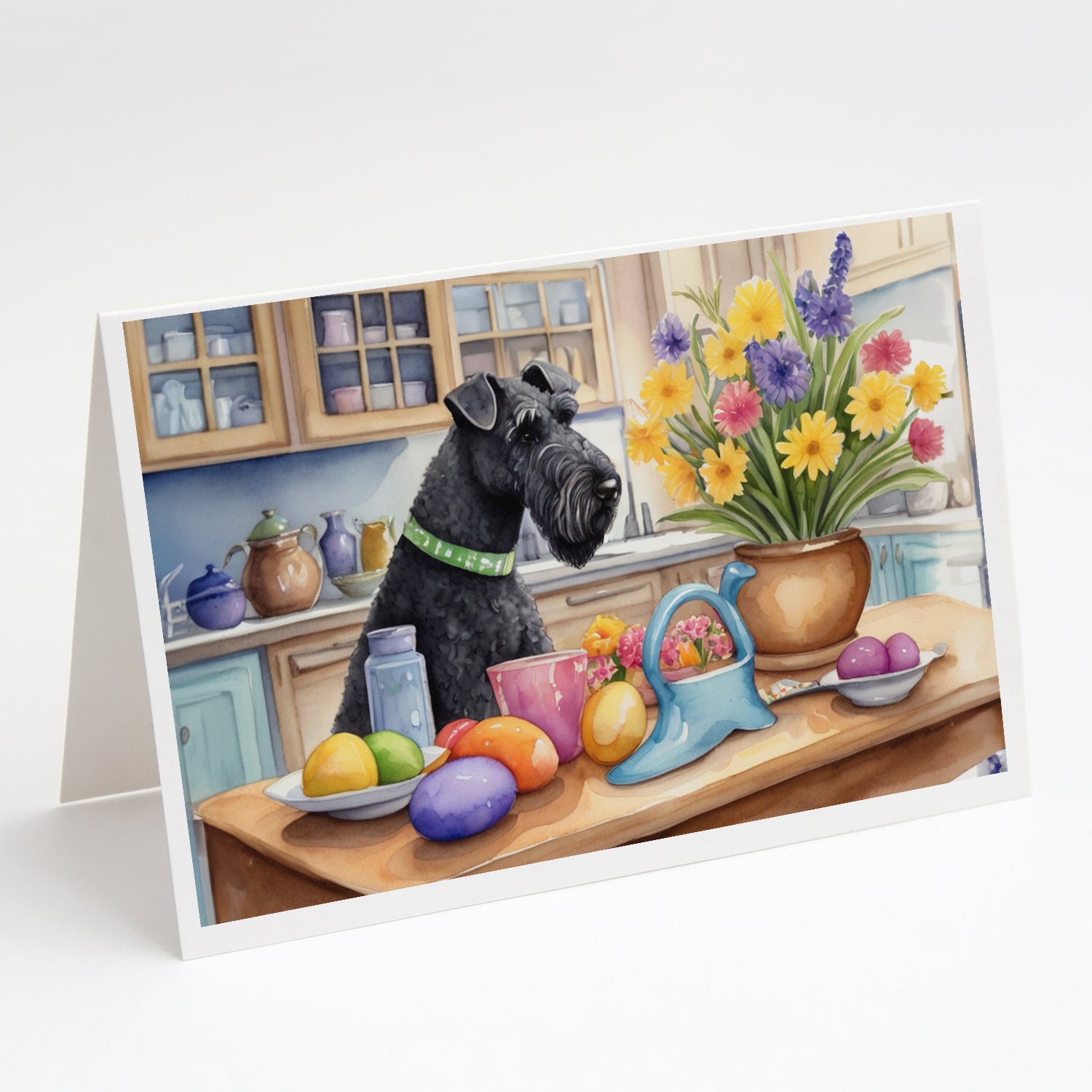 Buy this Decorating Easter Kerry Blue Terrier Greeting Cards Pack of 8