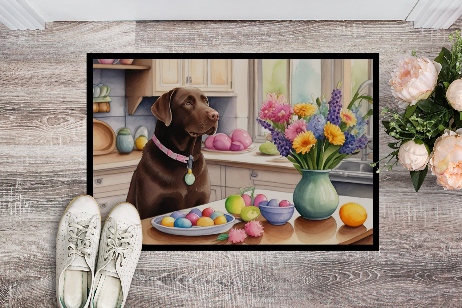 Buy this Decorating Easter Chocolate Labrador Retriever Doormat