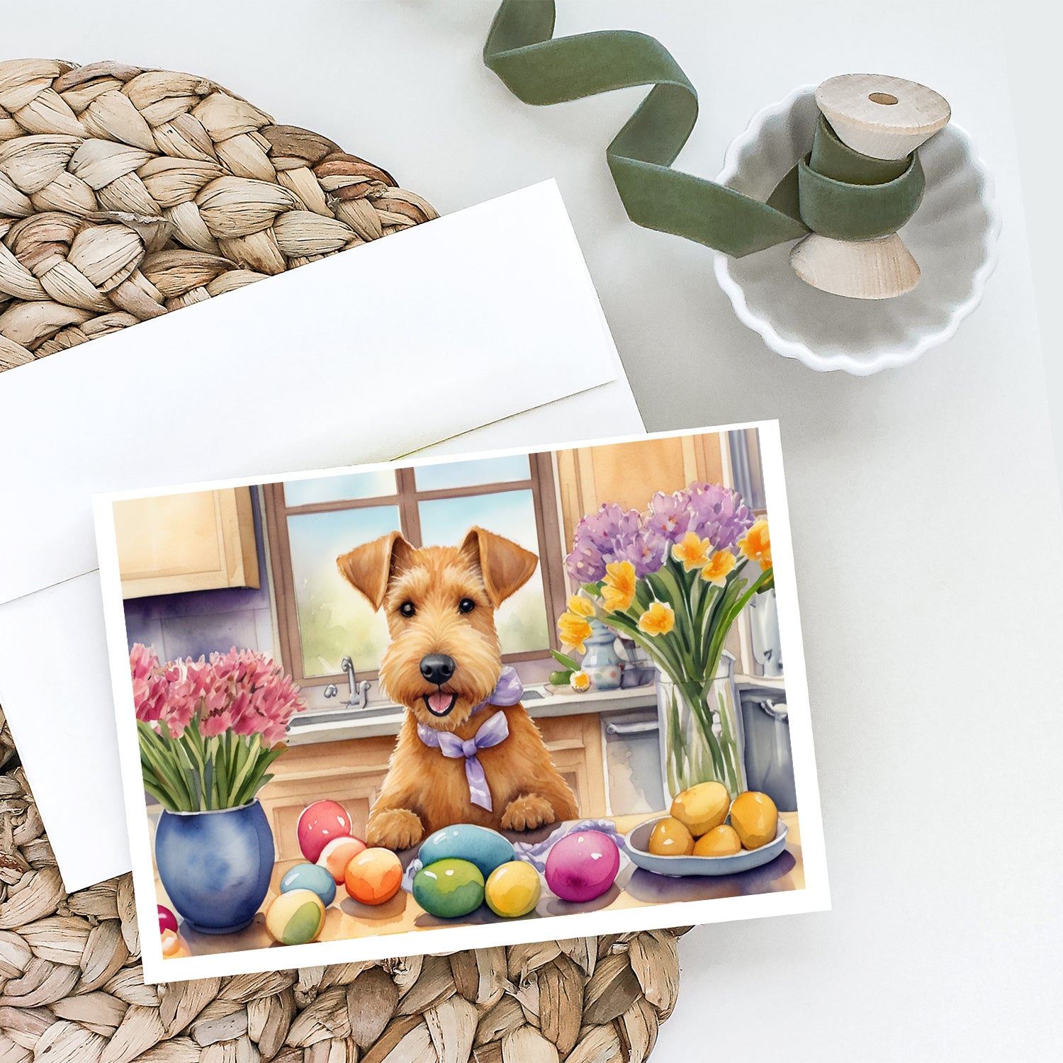 Decorating Easter Lakeland Terrier Greeting Cards Pack of 8