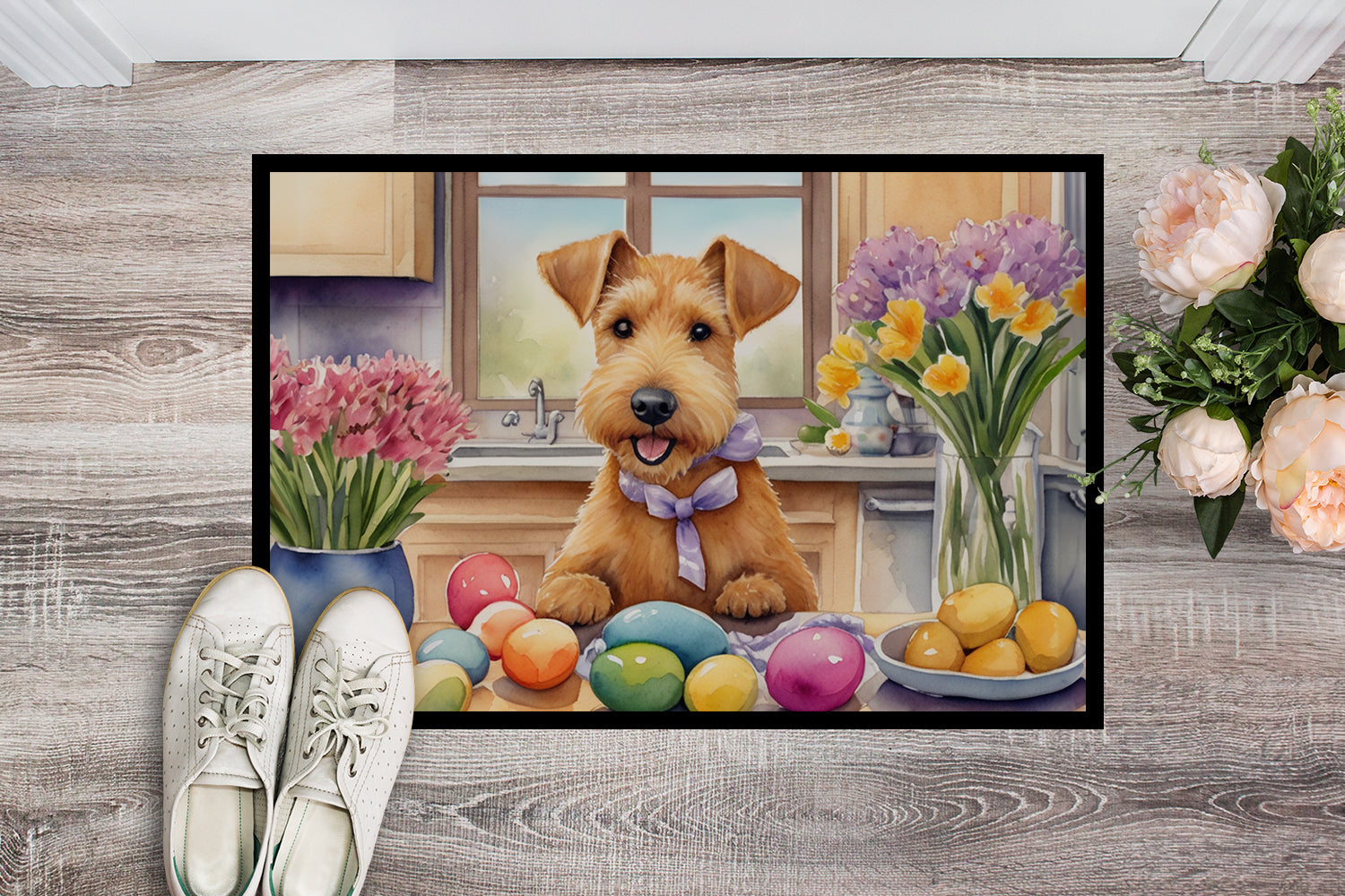 Decorating Easter Lakeland Terrier Doormat
