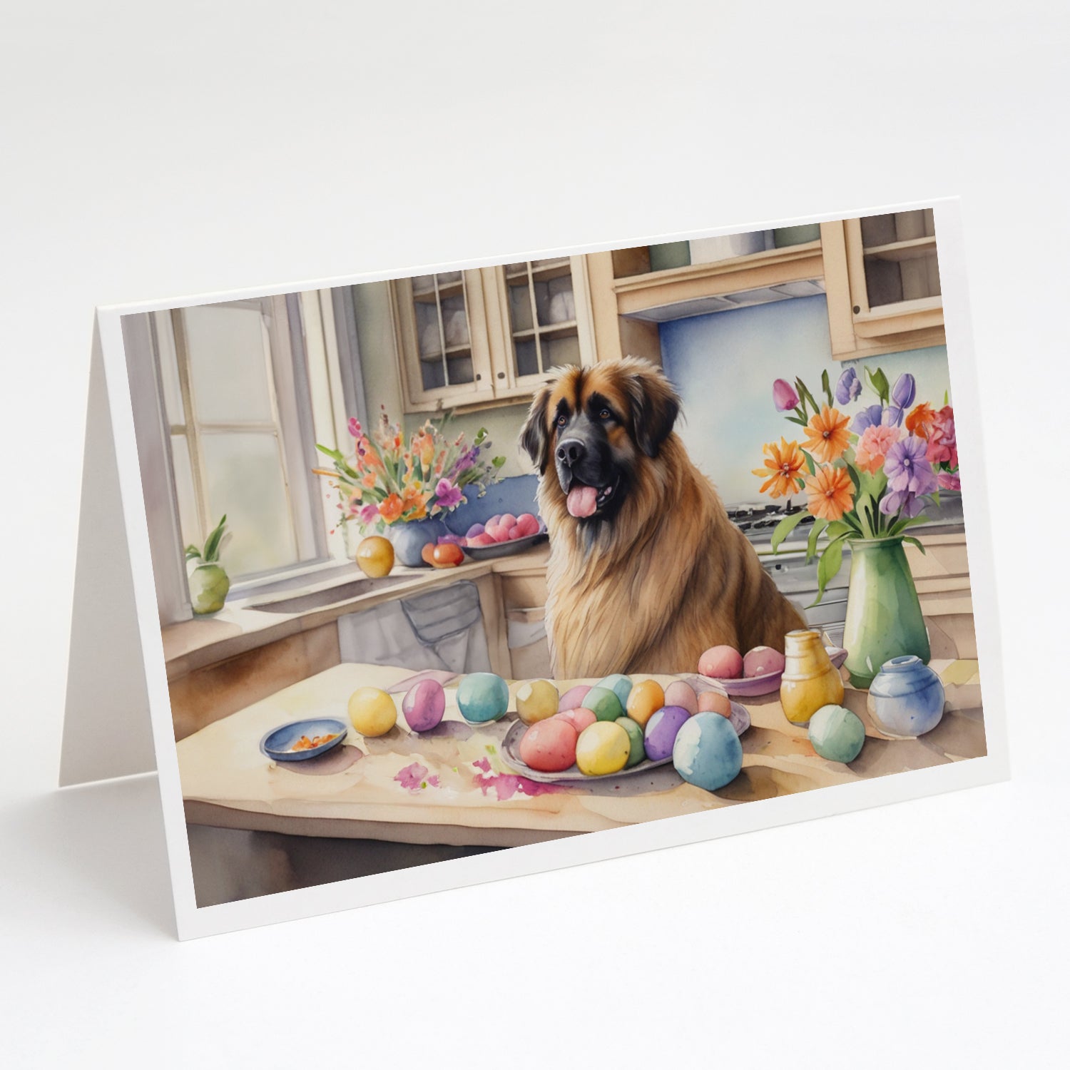 Buy this Decorating Easter Leonberger Greeting Cards Pack of 8
