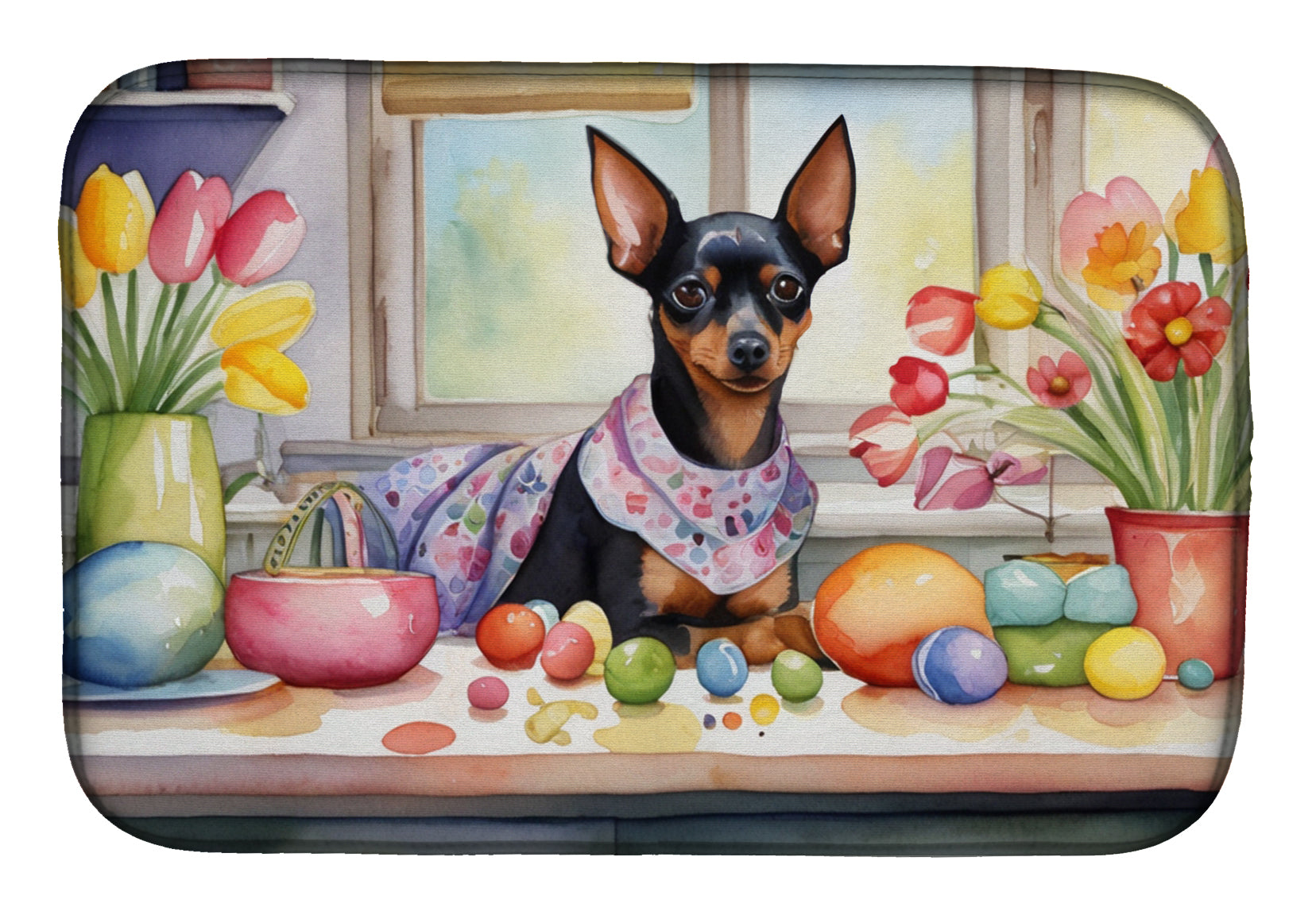 Buy this Decorating Easter Miniature Pinscher Dish Drying Mat