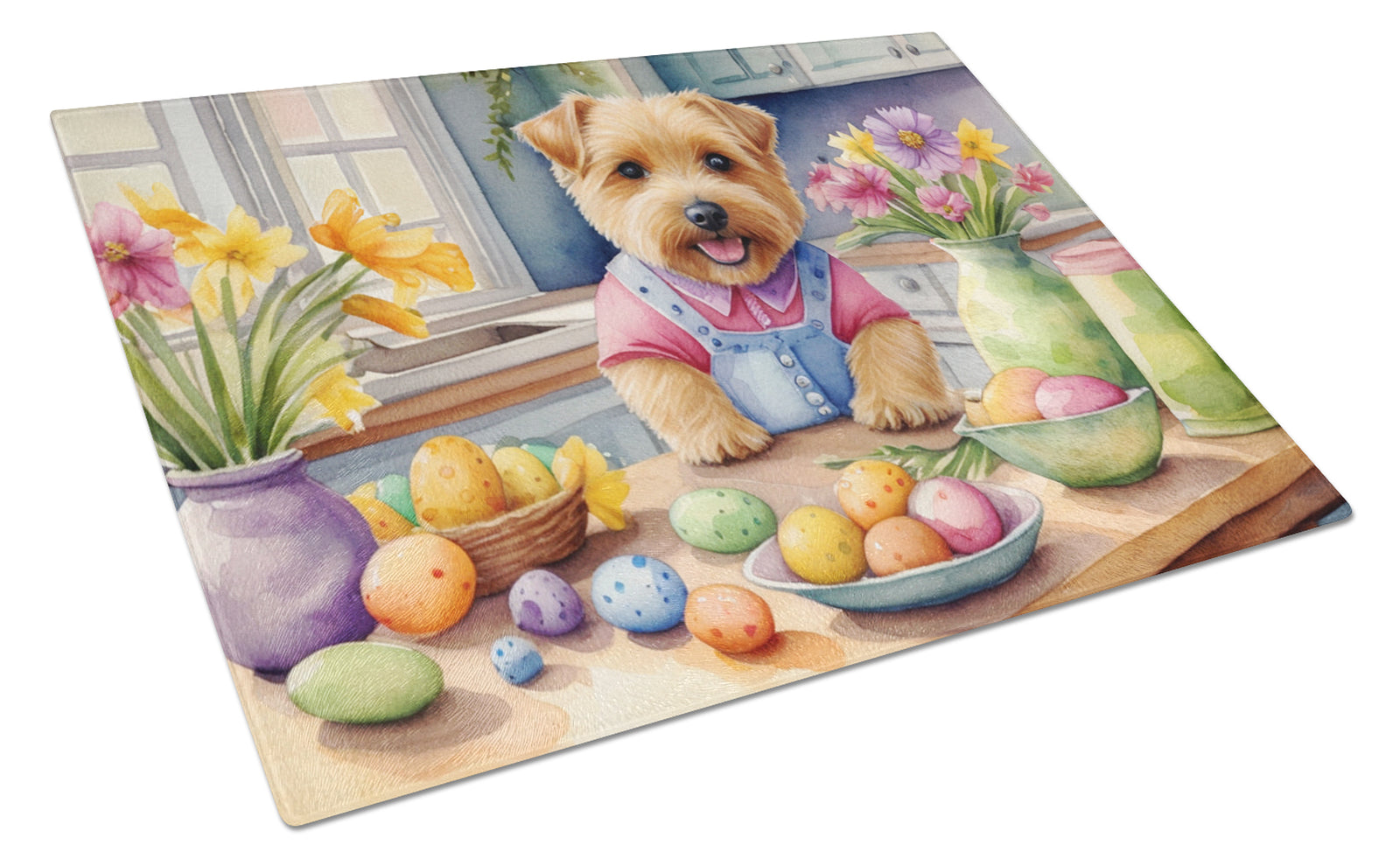Buy this Decorating Easter Norfolk Terrier Glass Cutting Board
