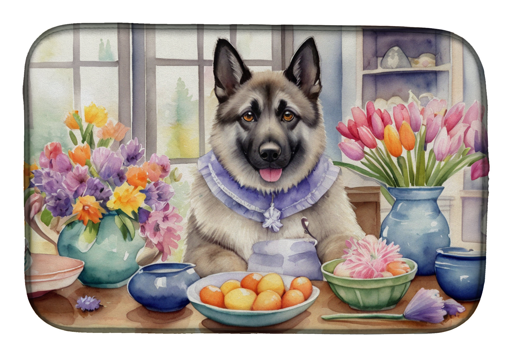 Buy this Decorating Easter Norwegian Elkhound Dish Drying Mat