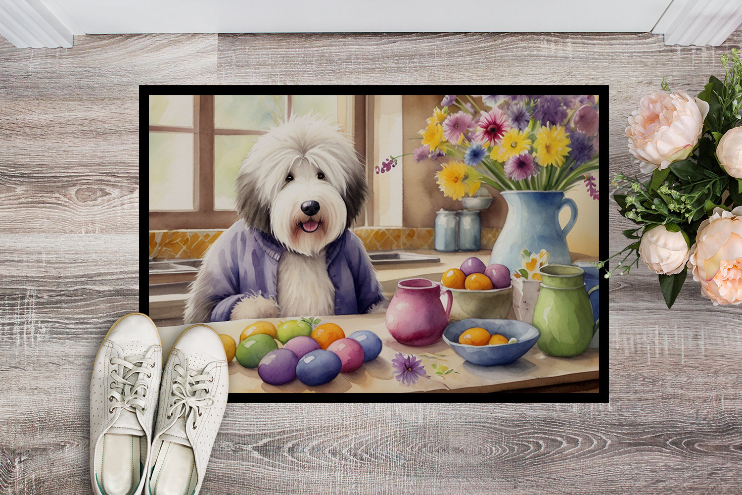 Buy this Decorating Easter Old English Sheepdog Doormat