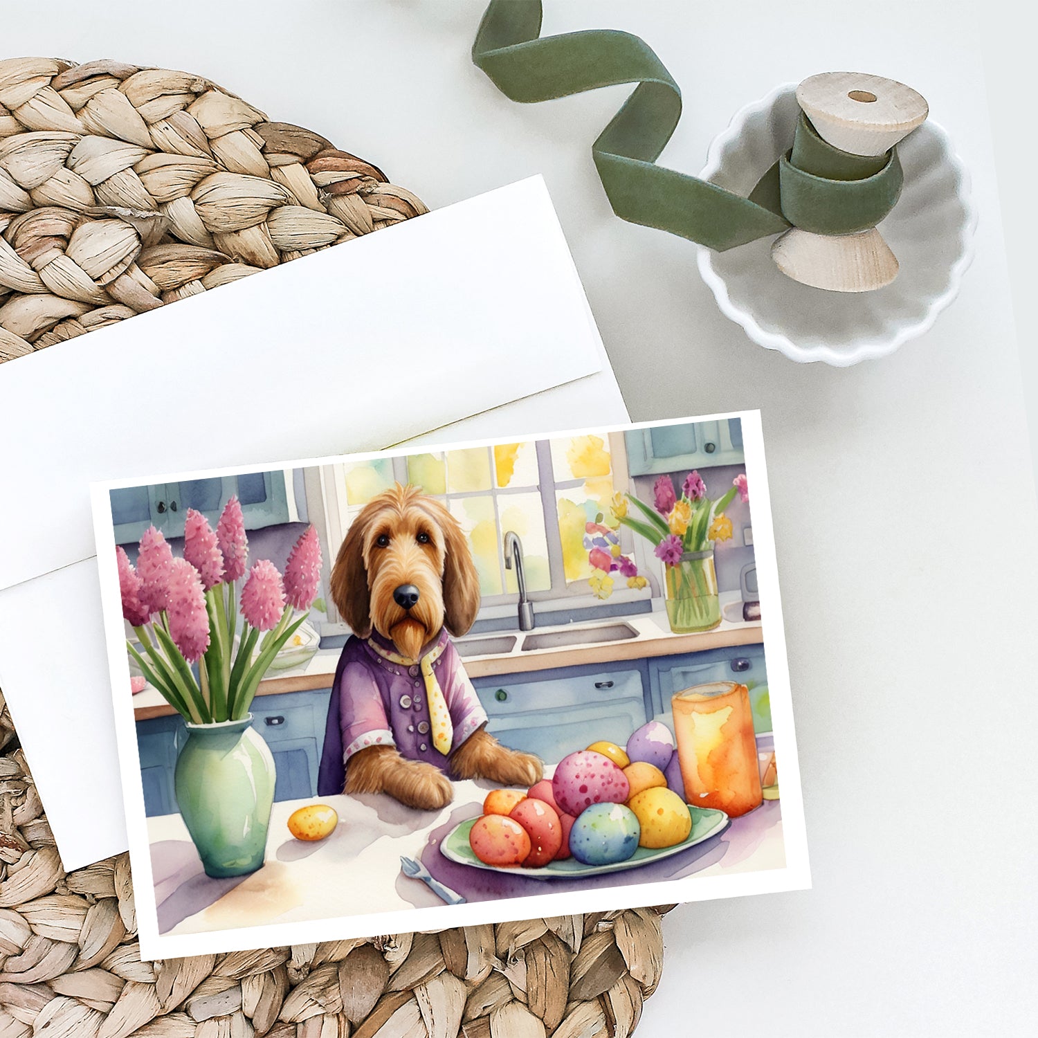 Buy this Decorating Easter Otterhound Greeting Cards Pack of 8