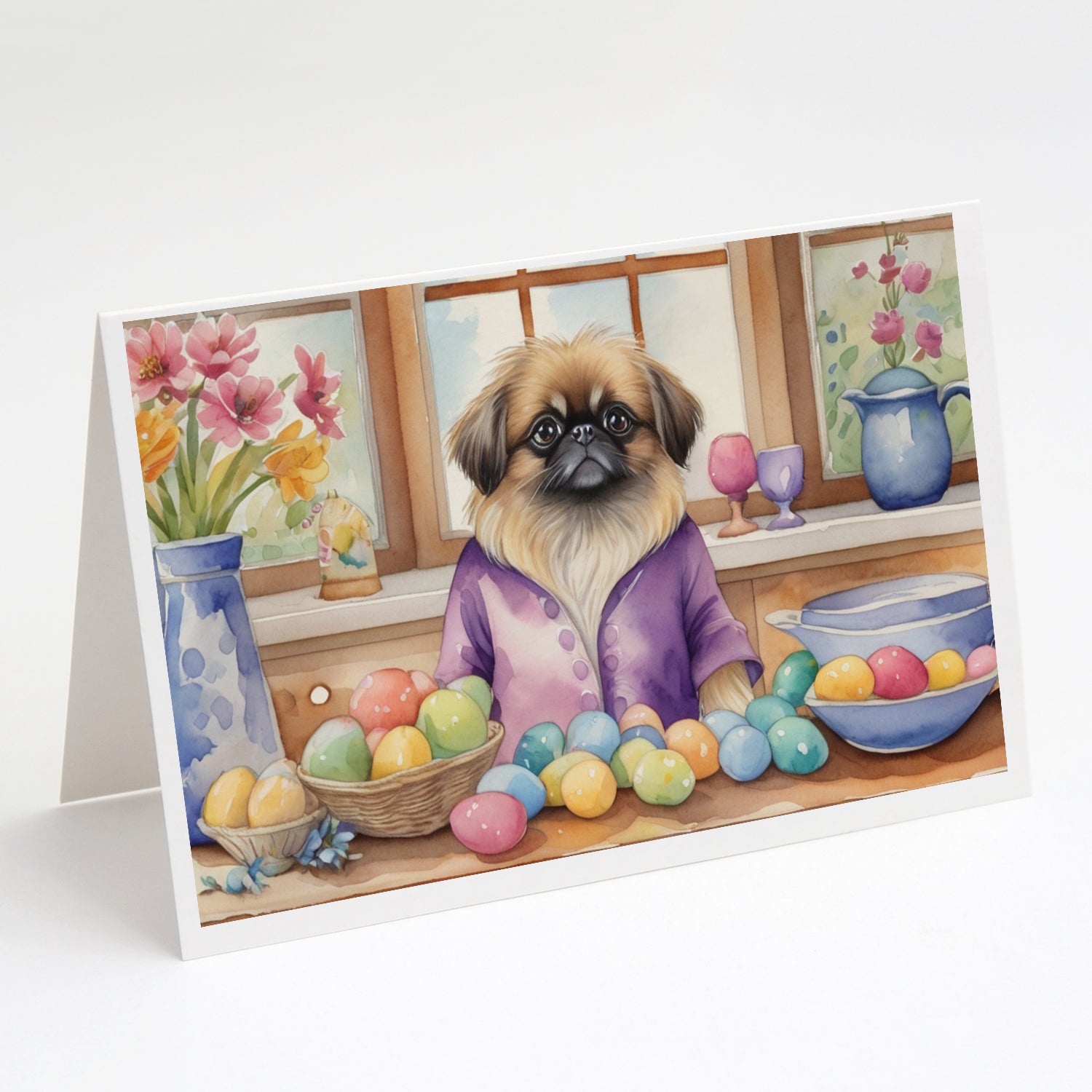 Buy this Decorating Easter Pekingese Greeting Cards Pack of 8