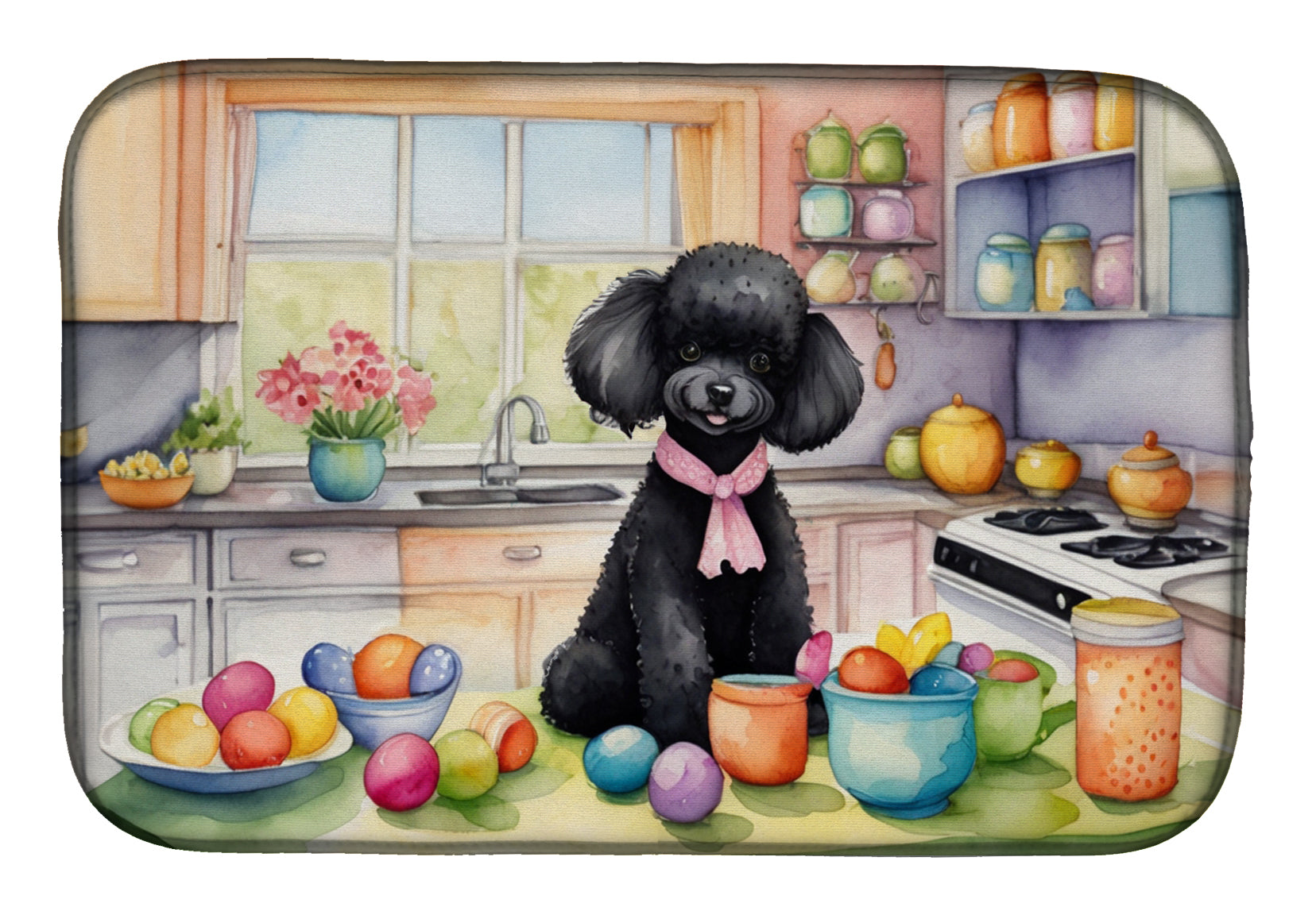 Buy this Decorating Easter Black Poodle Dish Drying Mat