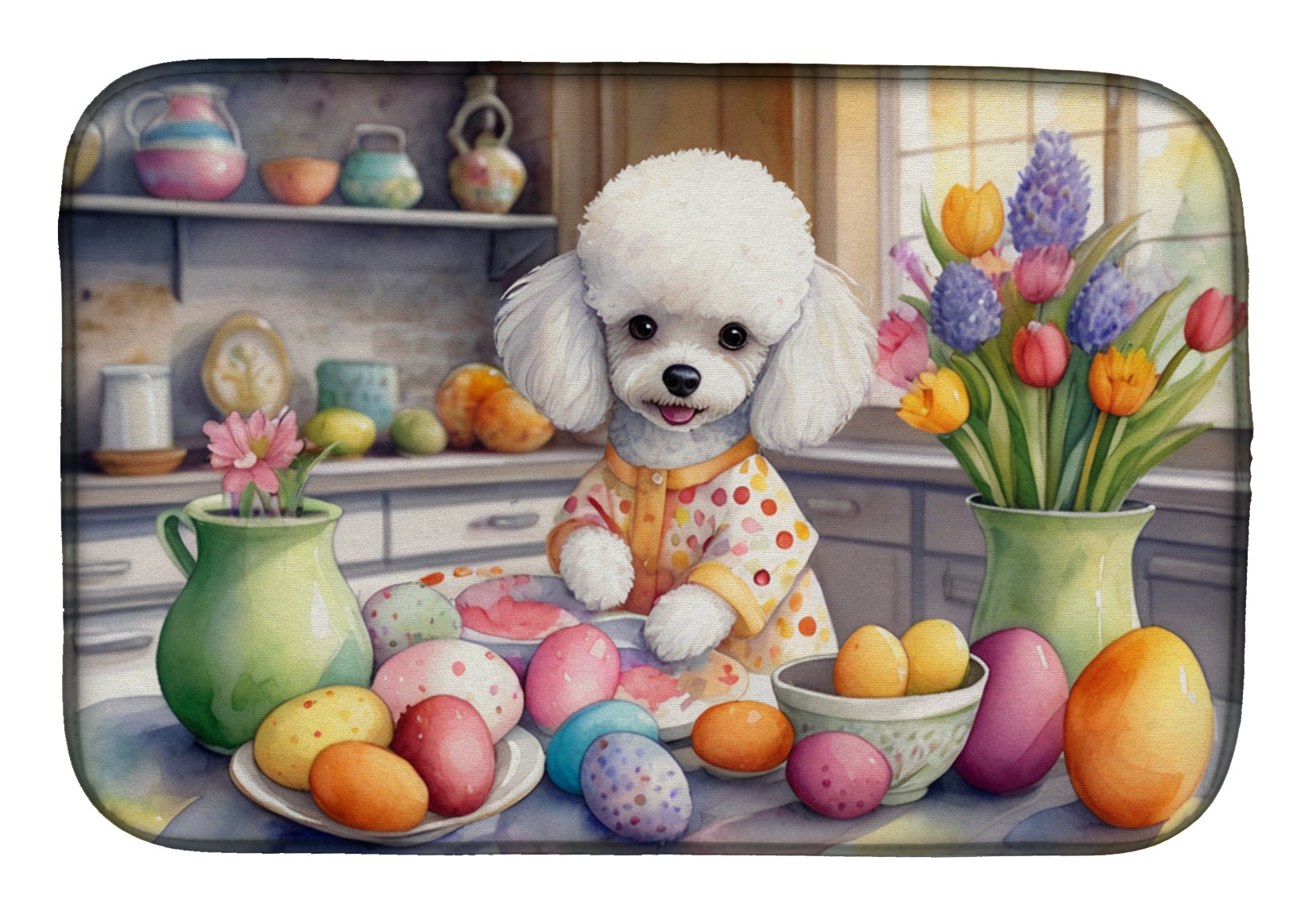 Buy this Decorating Easter White Poodle Dish Drying Mat