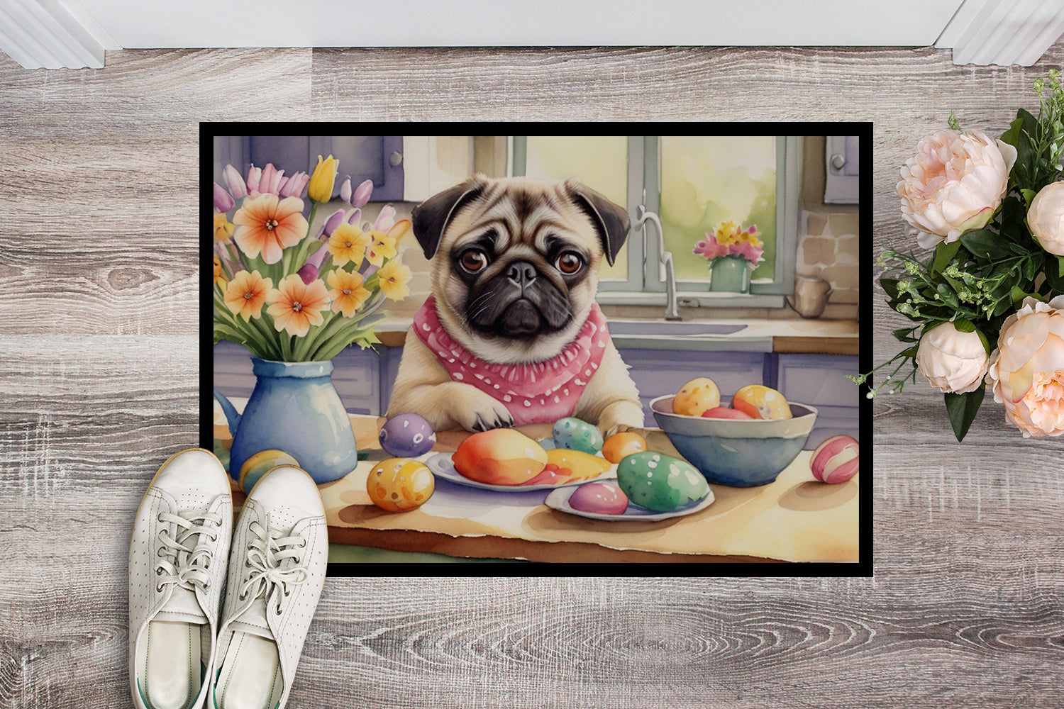 Buy this Decorating Easter Pug Doormat