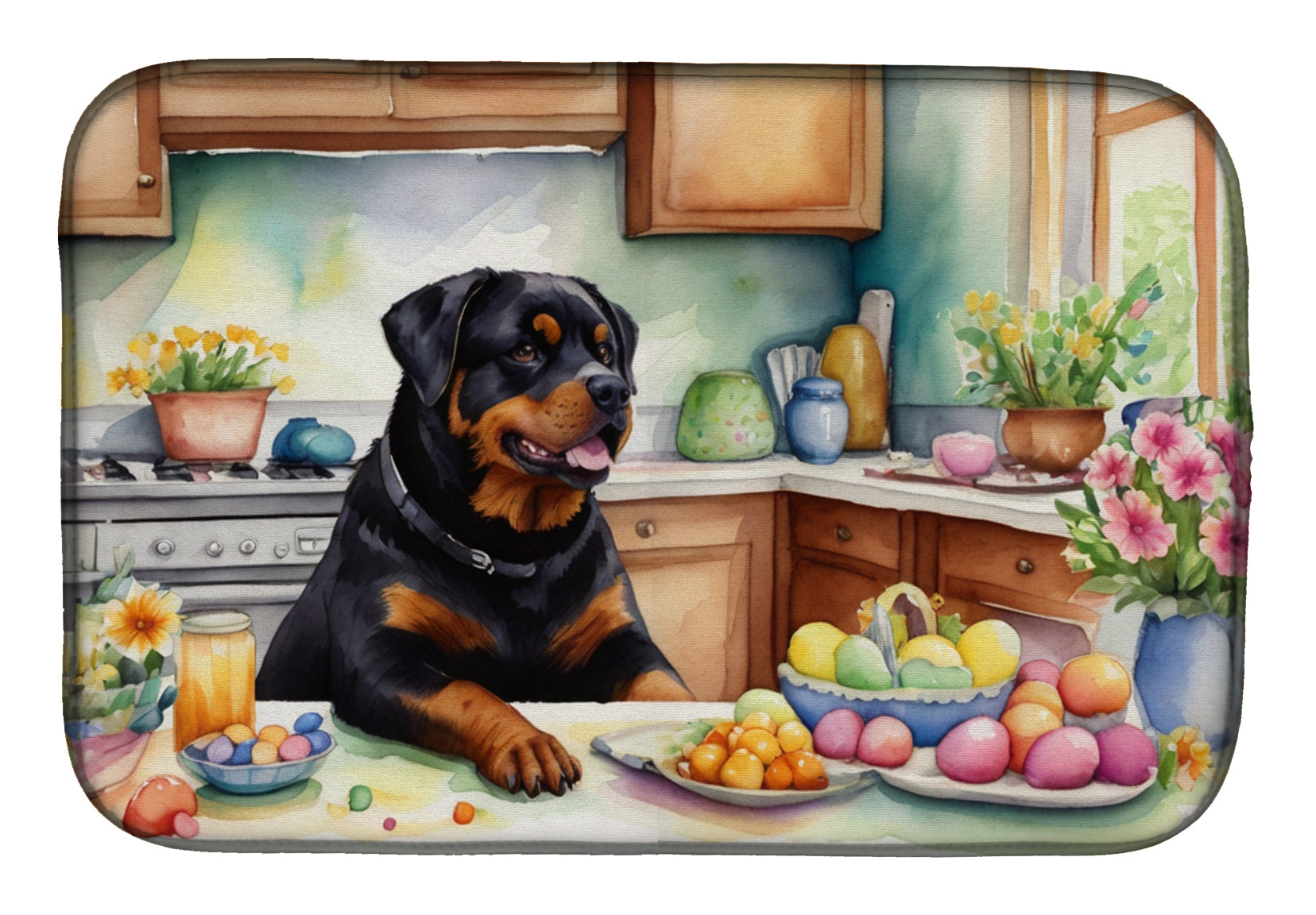 Buy this Decorating Easter Rottweiler Dish Drying Mat