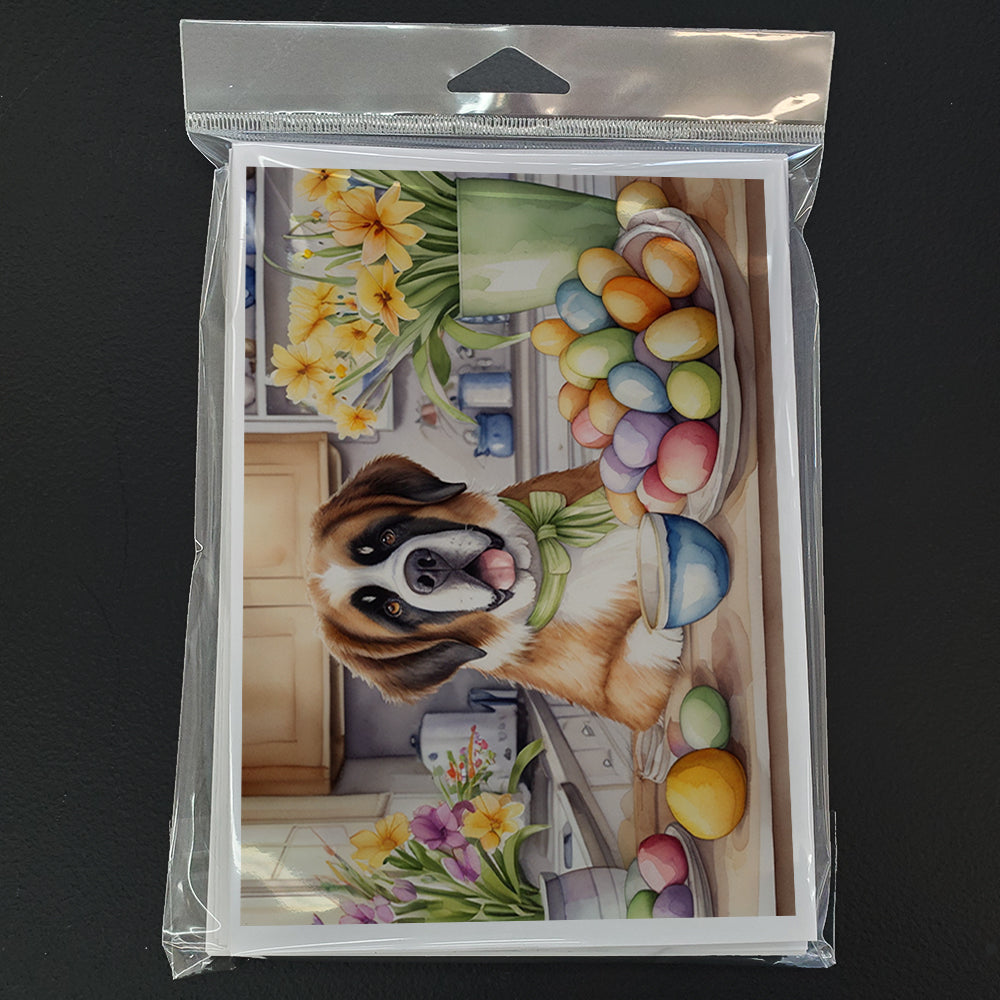 Decorating Easter Saint Bernard Greeting Cards Pack of 8