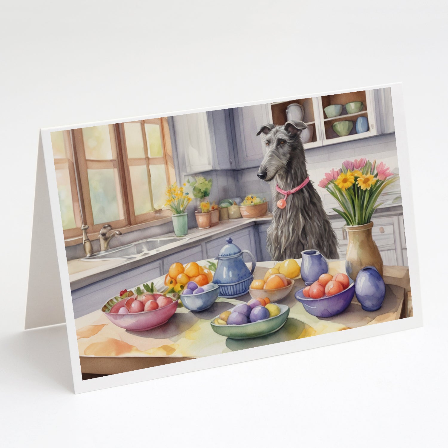 Buy this Decorating Easter Scottish Deerhound Greeting Cards Pack of 8