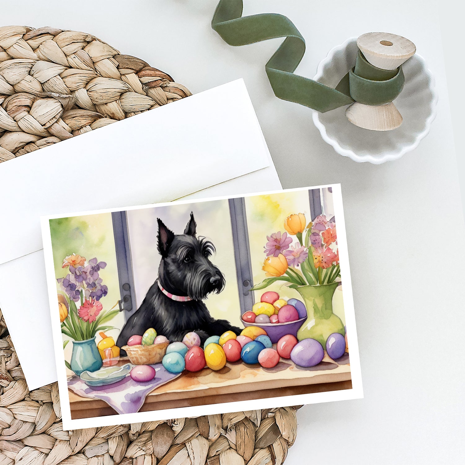 Buy this Decorating Easter Scottish Terrier Greeting Cards Pack of 8