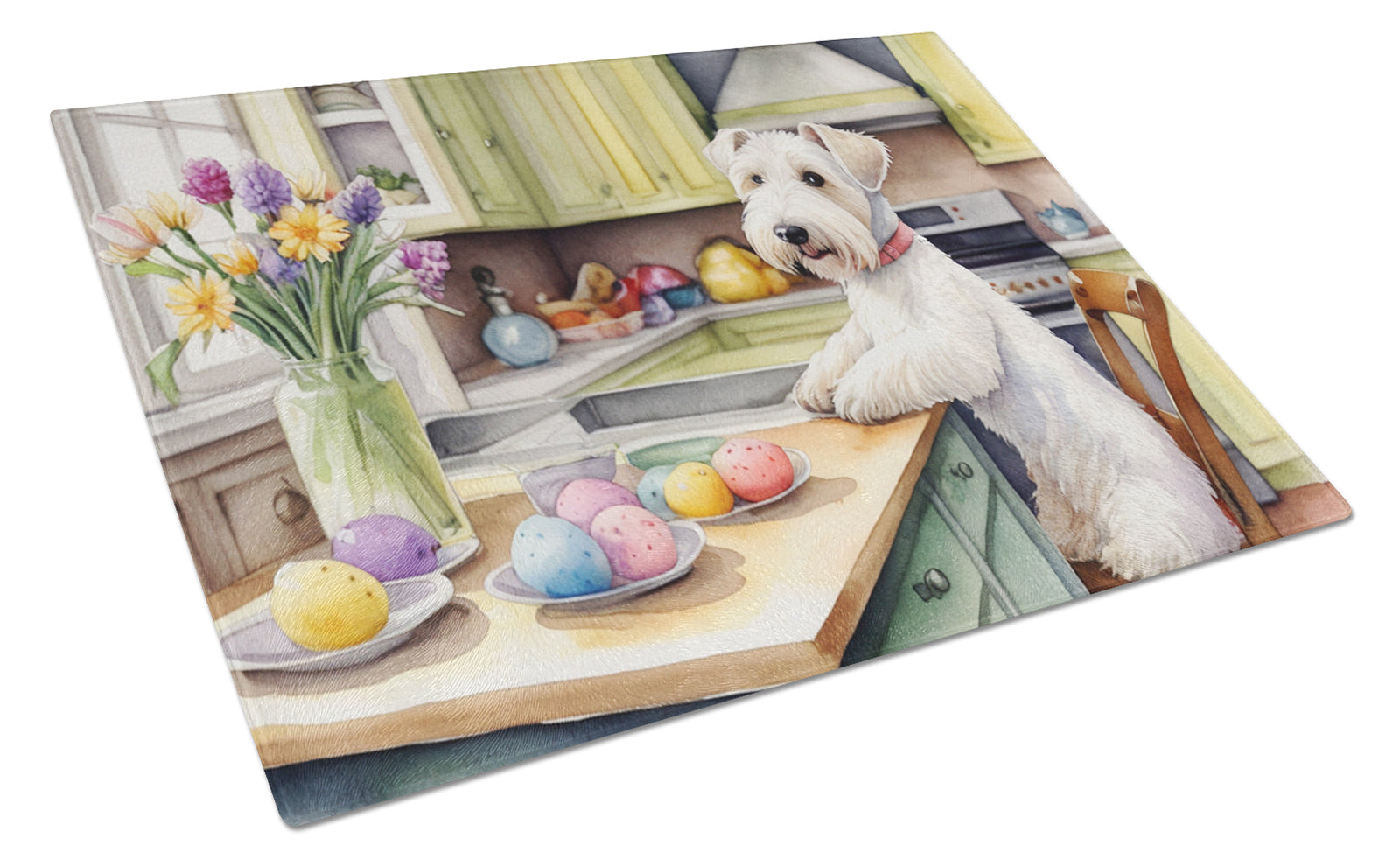 Buy this Decorating Easter Sealyham Terrier Glass Cutting Board