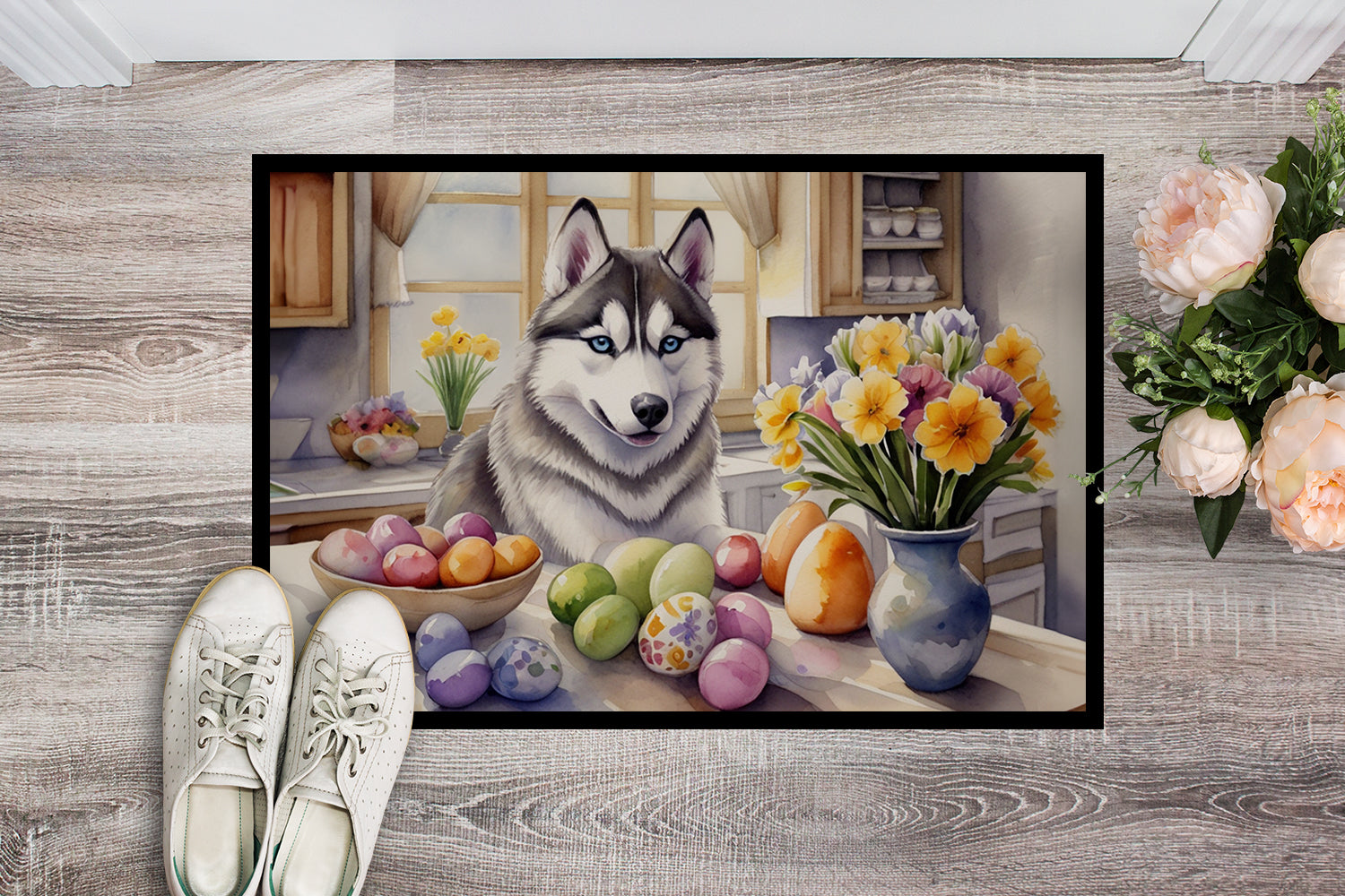 Buy this Decorating Easter Siberian Husky Doormat