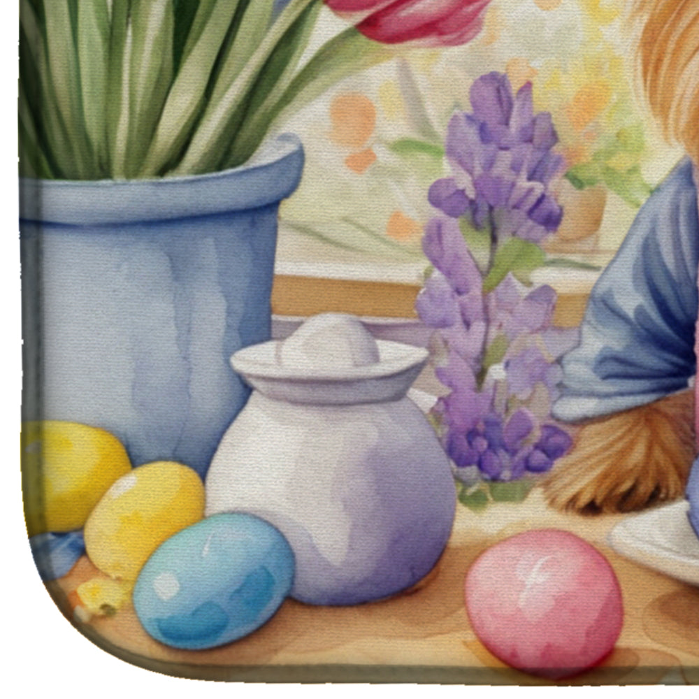 Decorating Easter Silky Terrier Dish Drying Mat