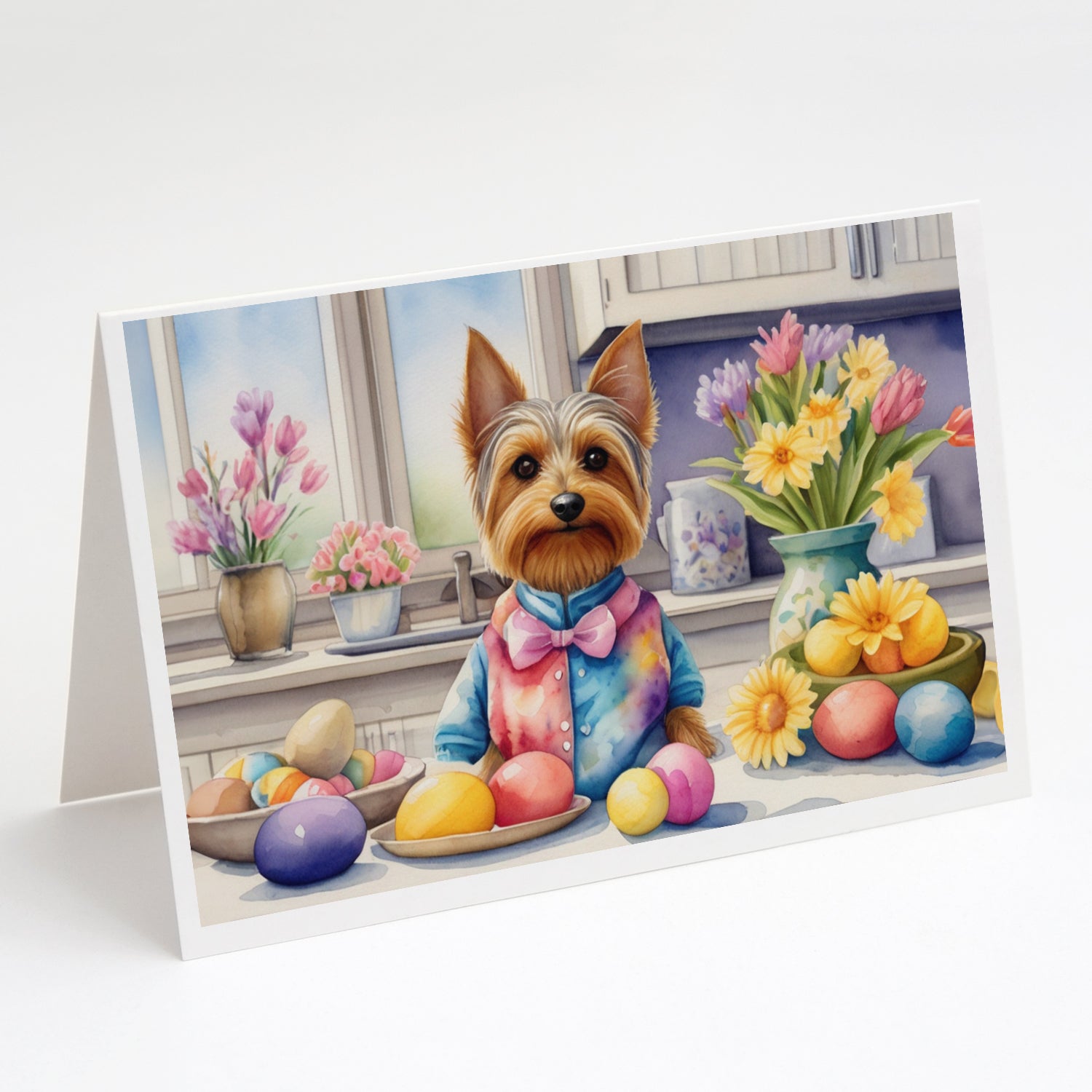 Buy this Decorating Easter Silky Terrier Greeting Cards Pack of 8