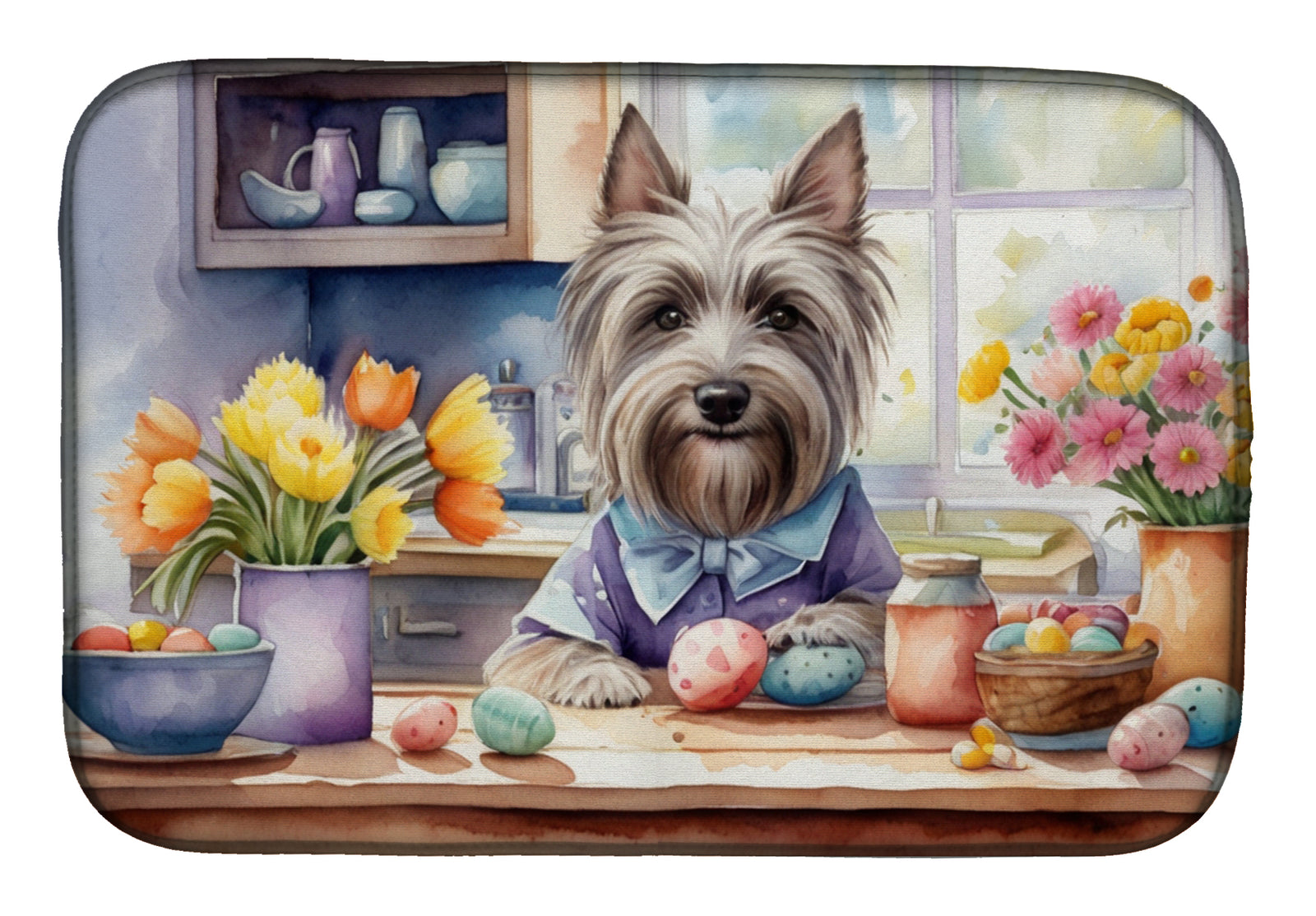 Buy this Decorating Easter Skye Terrier Dish Drying Mat